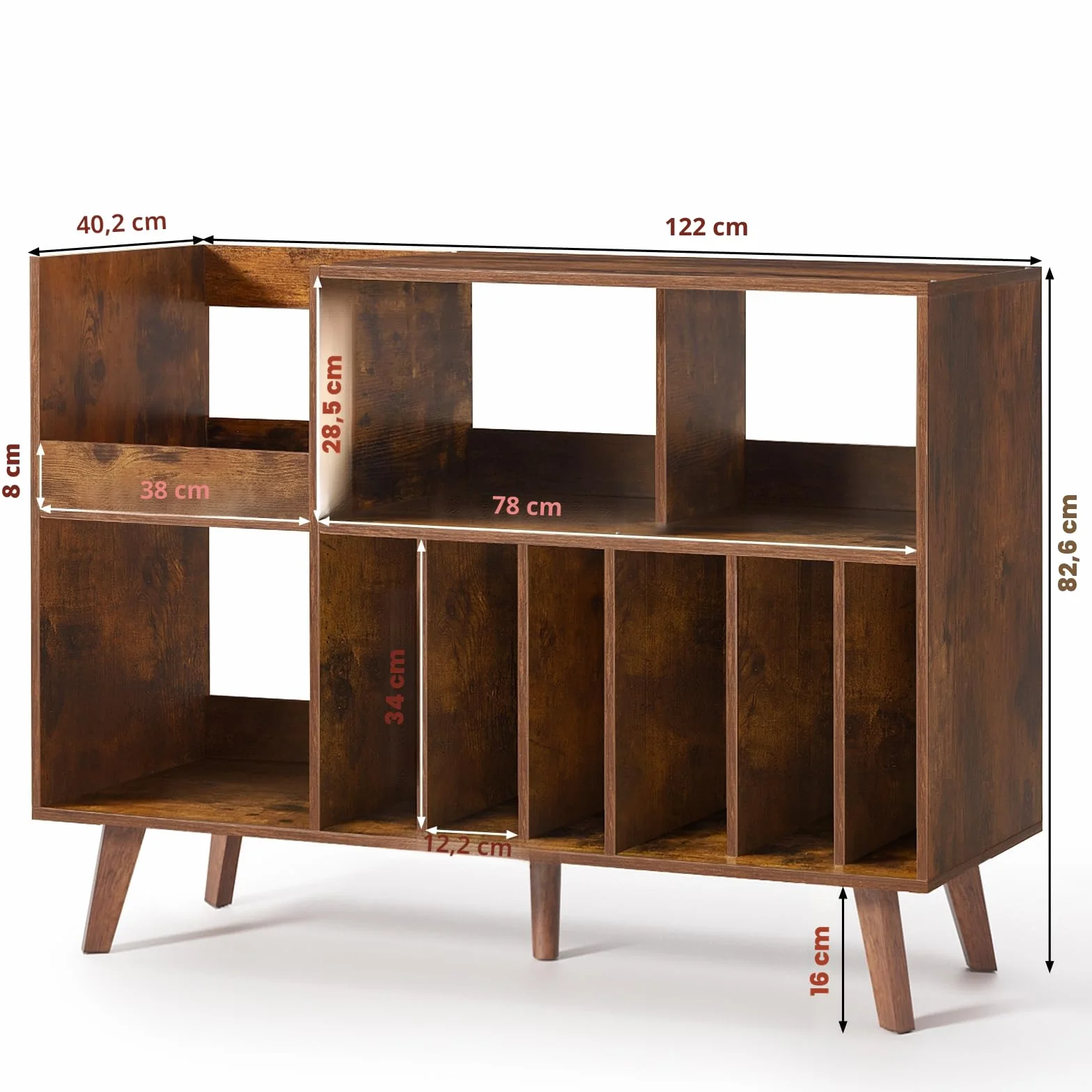 LELELINKY Grand support de tourne-disque avec rangement, support en vinyle avec zone d'affichage, table de tourne-disque pouvant contenir jusqu'à 450 albums, support de disque pour salle de musique