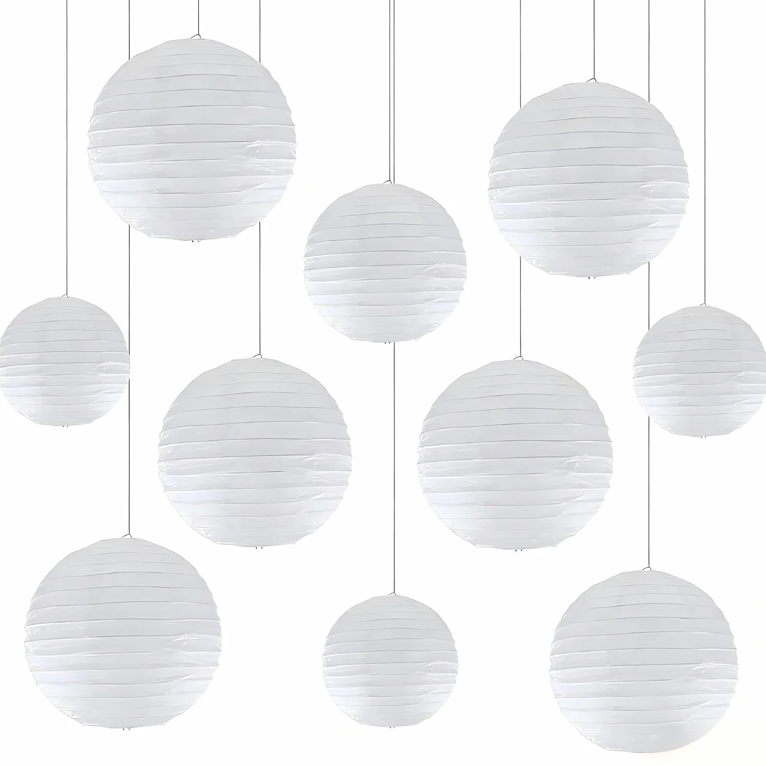 Lanterne en Papier Blanc 12pcs Rond pour Décoration de Fête