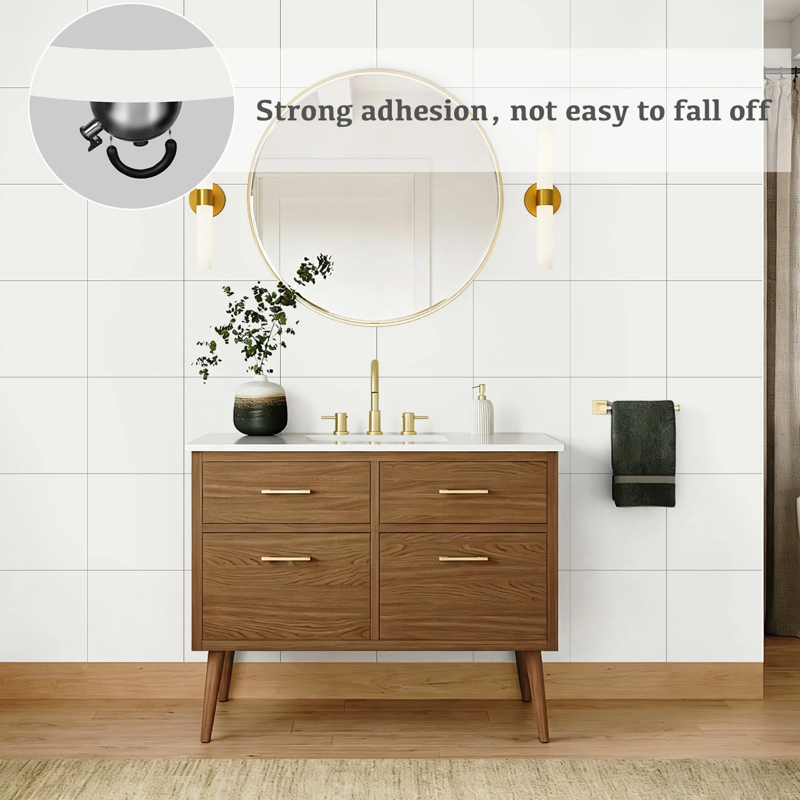 Abyssaly Carrelage Adhesif Mural PVC 30 x 30 cm 10 Pièces Blanc Pur Cuisine Salle de Bain