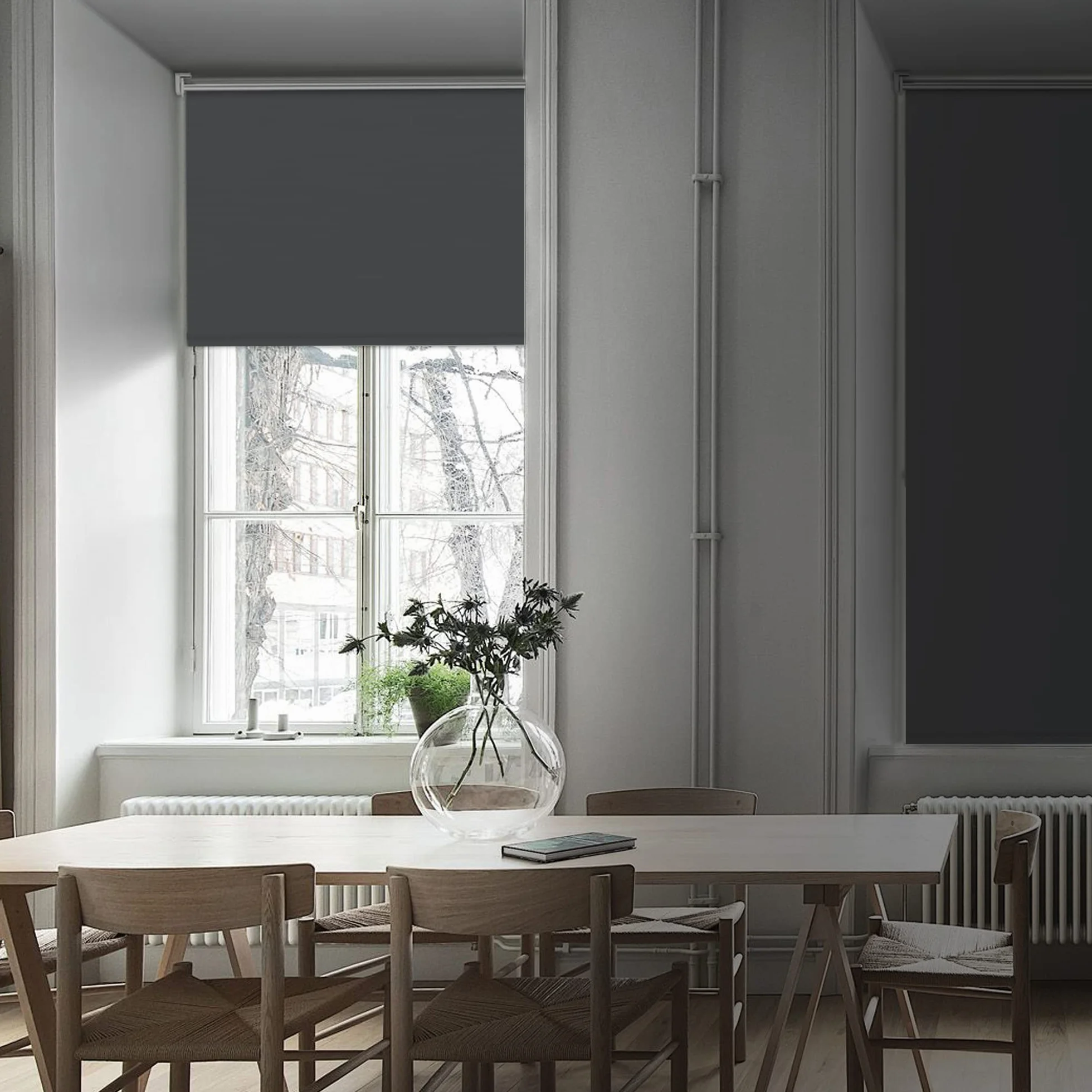 Store Occultant sans Perçage 50x100 cm Gris Foncé Isolant Opaque pour Fenêtre