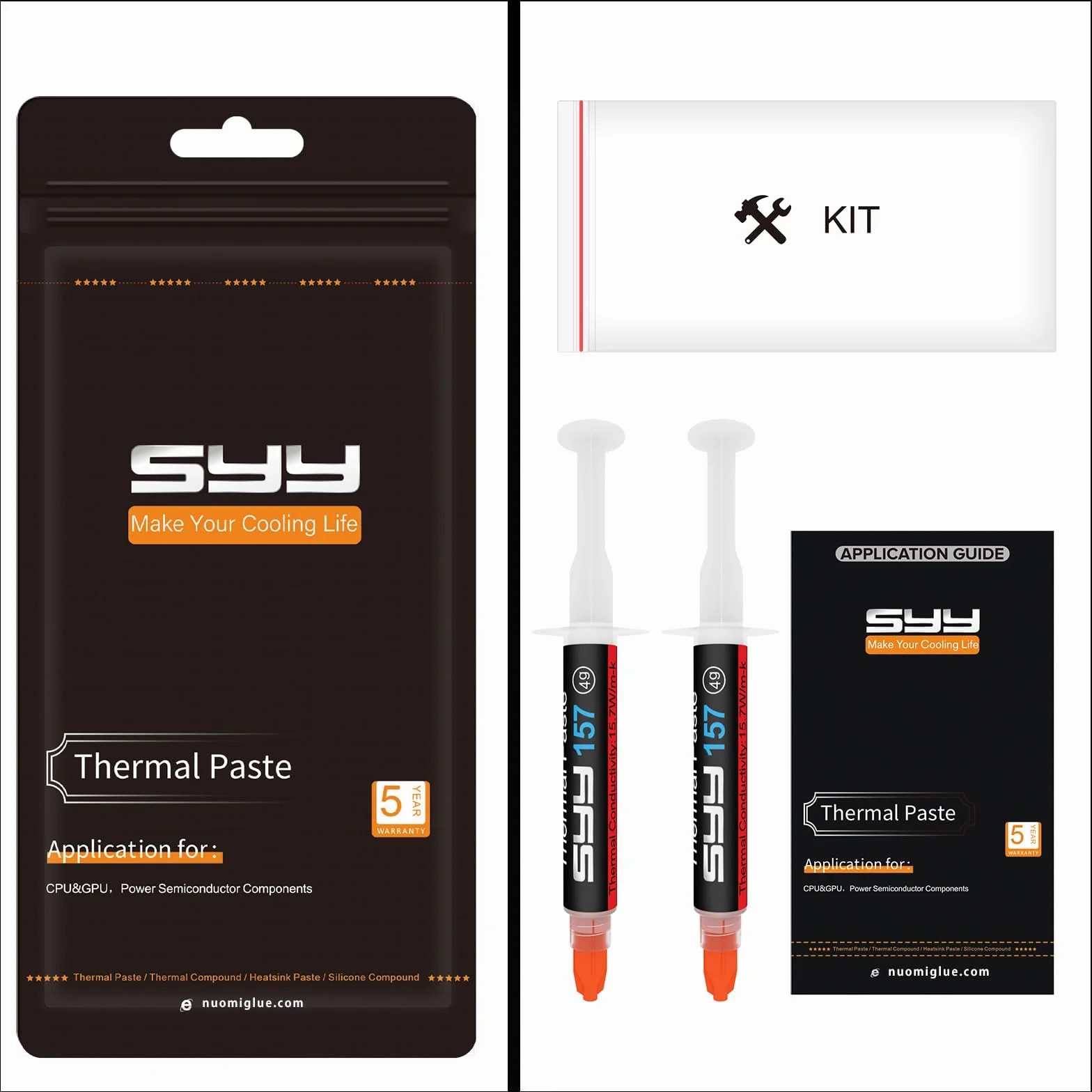 Pâte thermique 8 g avec kit d'outils pour processeur circuit intégré refroidisseurs haute performance à base de carbone