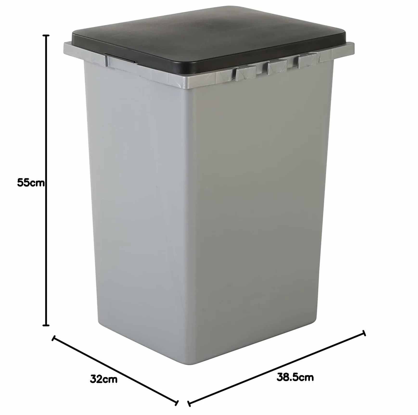 Iris Ohyama Poubelle rectangulaire plastique 45 L Lot de 2 Gris Empilable L34 x P38.5 x H55 cm