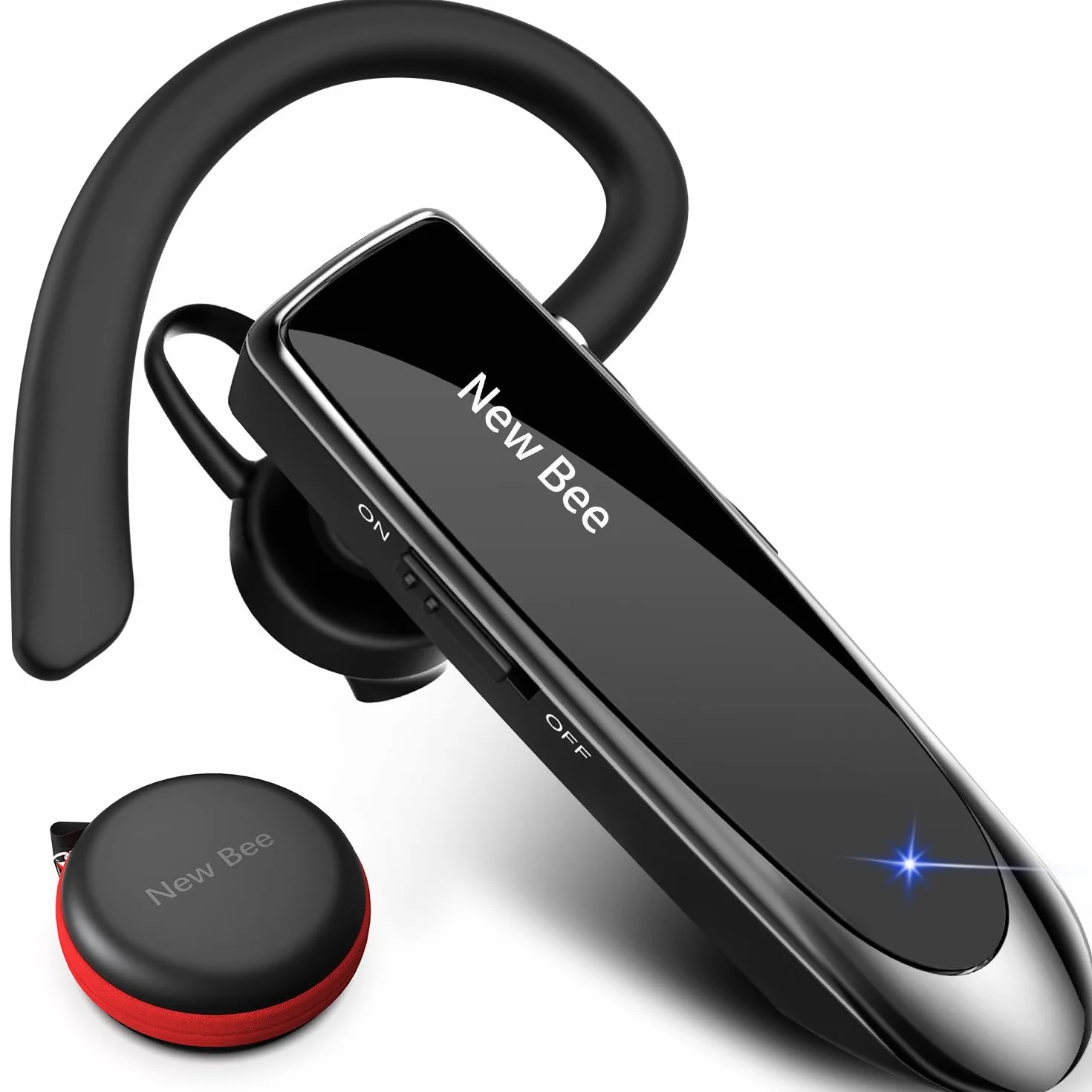 New Bee Zestaw słuchawkowy Bluetooth bezprzewodowy zestaw głośnomówiący z mikrofonem do iPhone Samsung Huawei z 60 dniami czuwania czarny