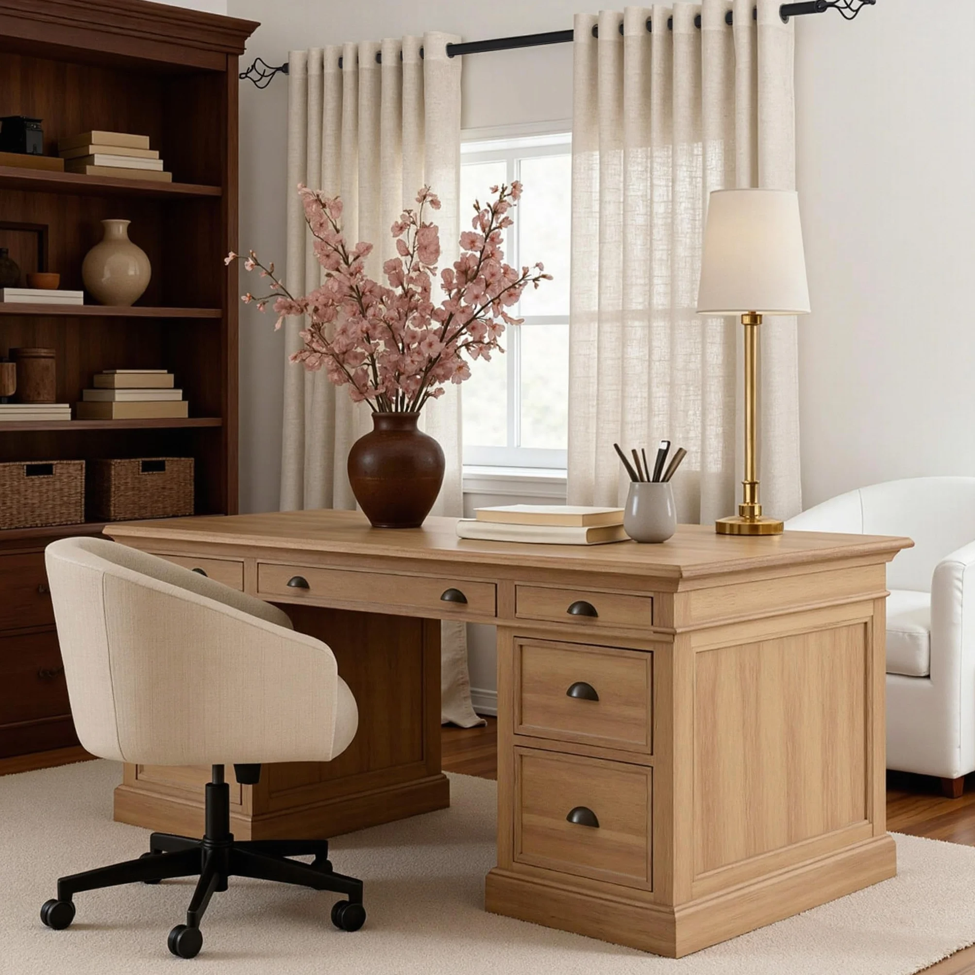 Rideau Voilage Lin Naturel Beige 140x240cm 2pcs Oeillets Moderne Translucides Salon Chambre