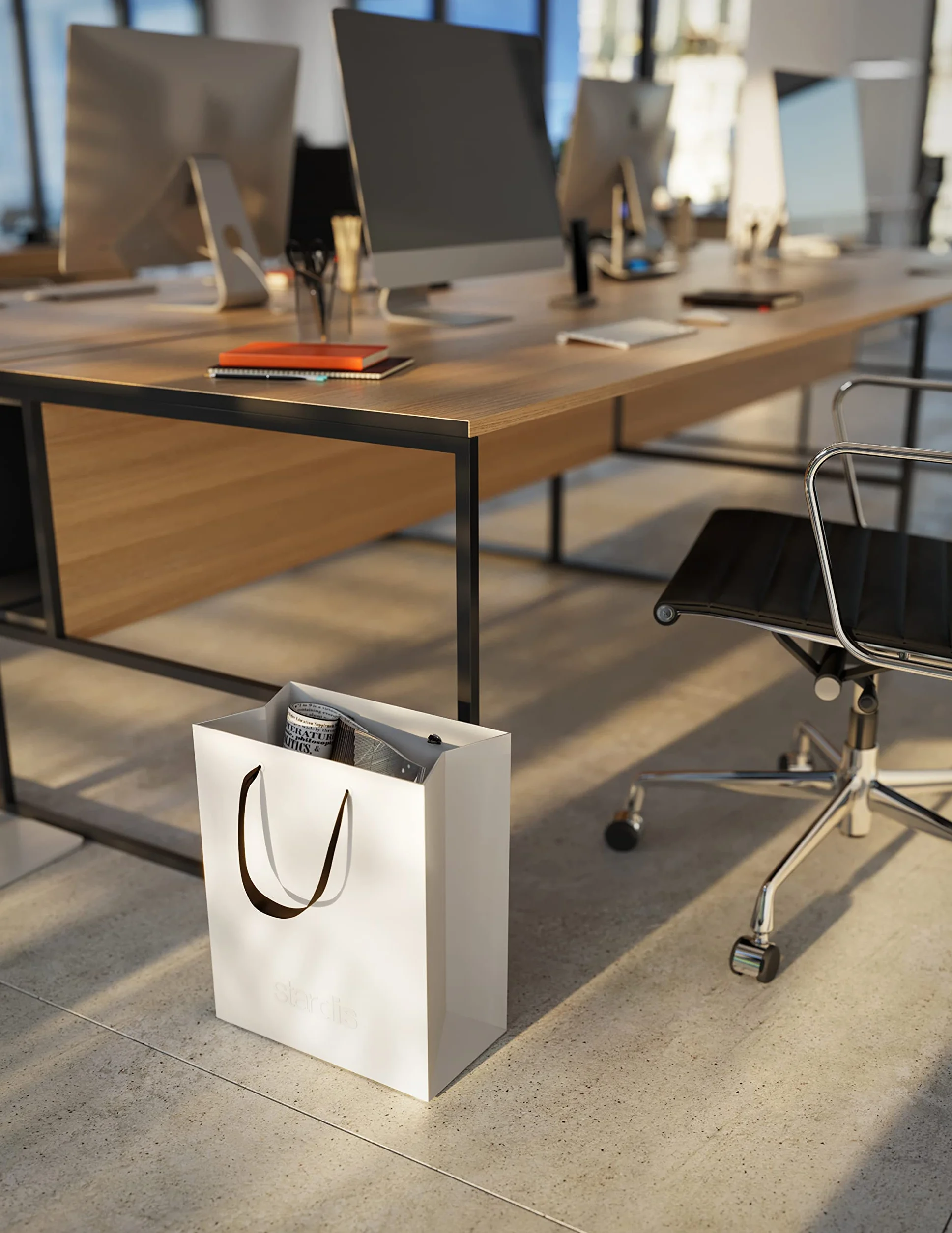 Corbeille à papier design rectangulaire avec poignées, poubelle de bureau en plastique gris