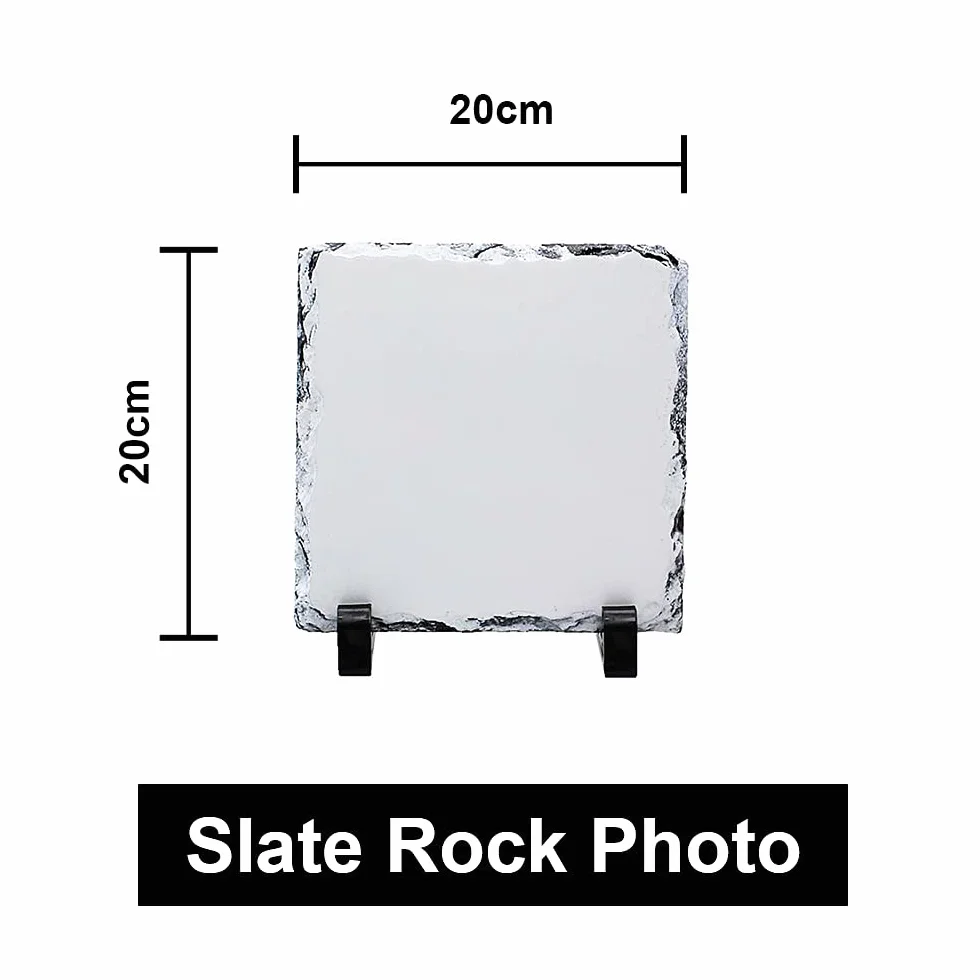 MR.R Sublimation Blanks Square Rock Slate Photo Plaque Cadre Photo Personnalisé Mariage Anniversaire Naissance Bébé 20x20cm
