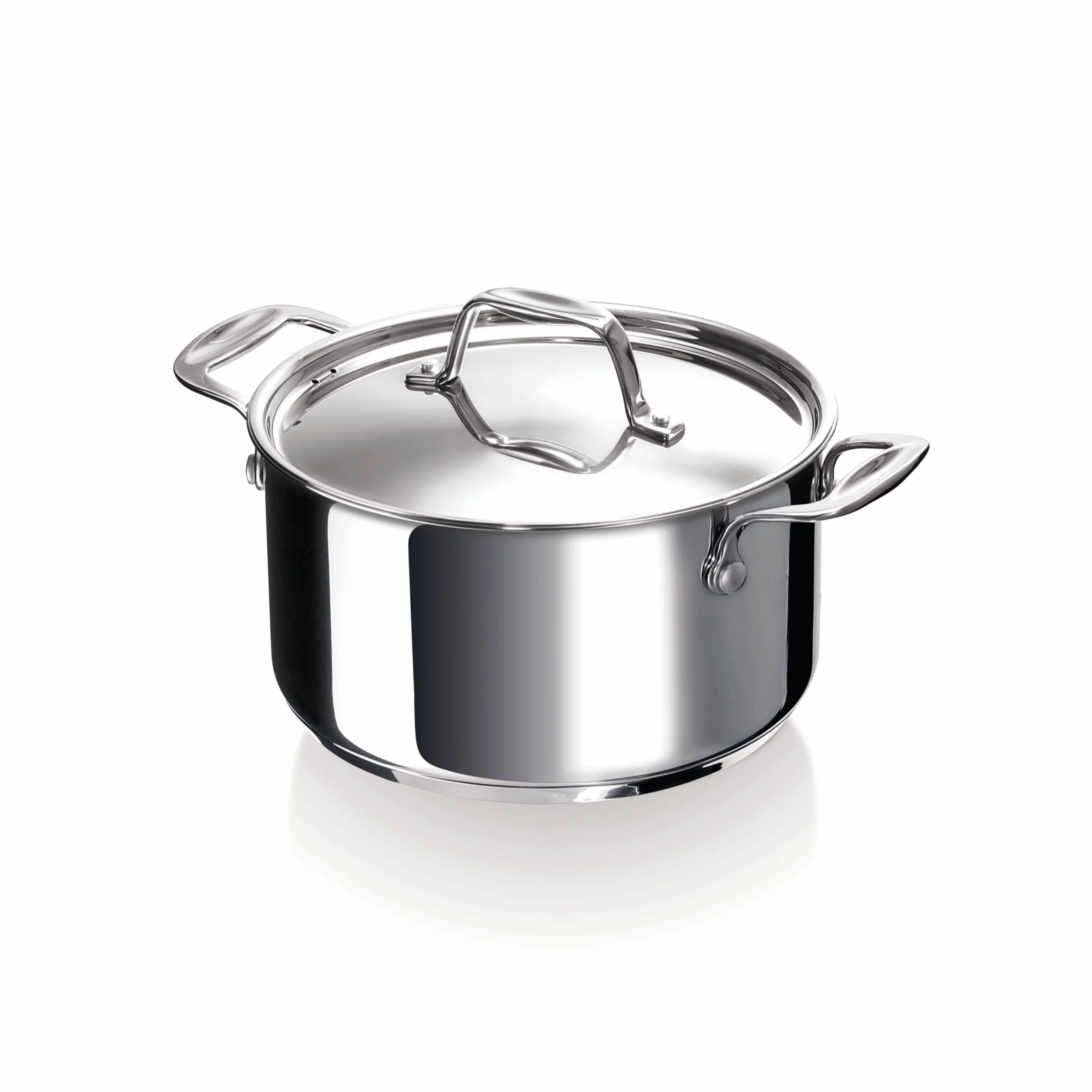 Beka Chef - Faitout Inox 18/10 - 24 cm - Tous Feux Compatible Induction - Marmite Avec Couvercle en Acier Inoxydable, Argent