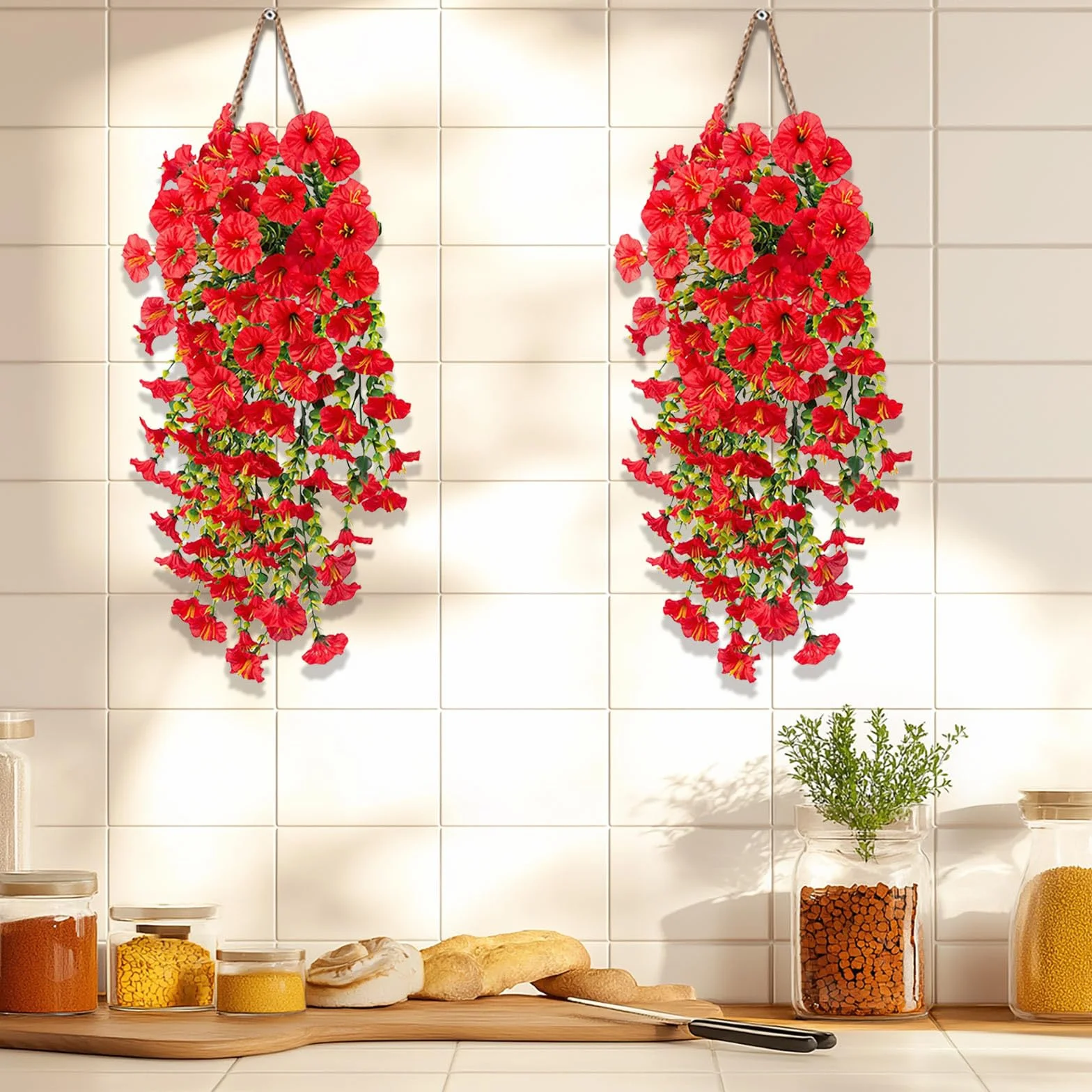 Fleurs artificielles d'extérieur 75 cm suspendues résistantes aux UV