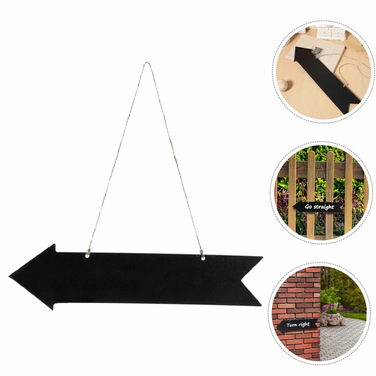 Garneck Panneaux de Direction en Bois Fléchés, Lot de 3, Tableaux Noirs Suspendus Effaçables, Décoration Murale Mariage