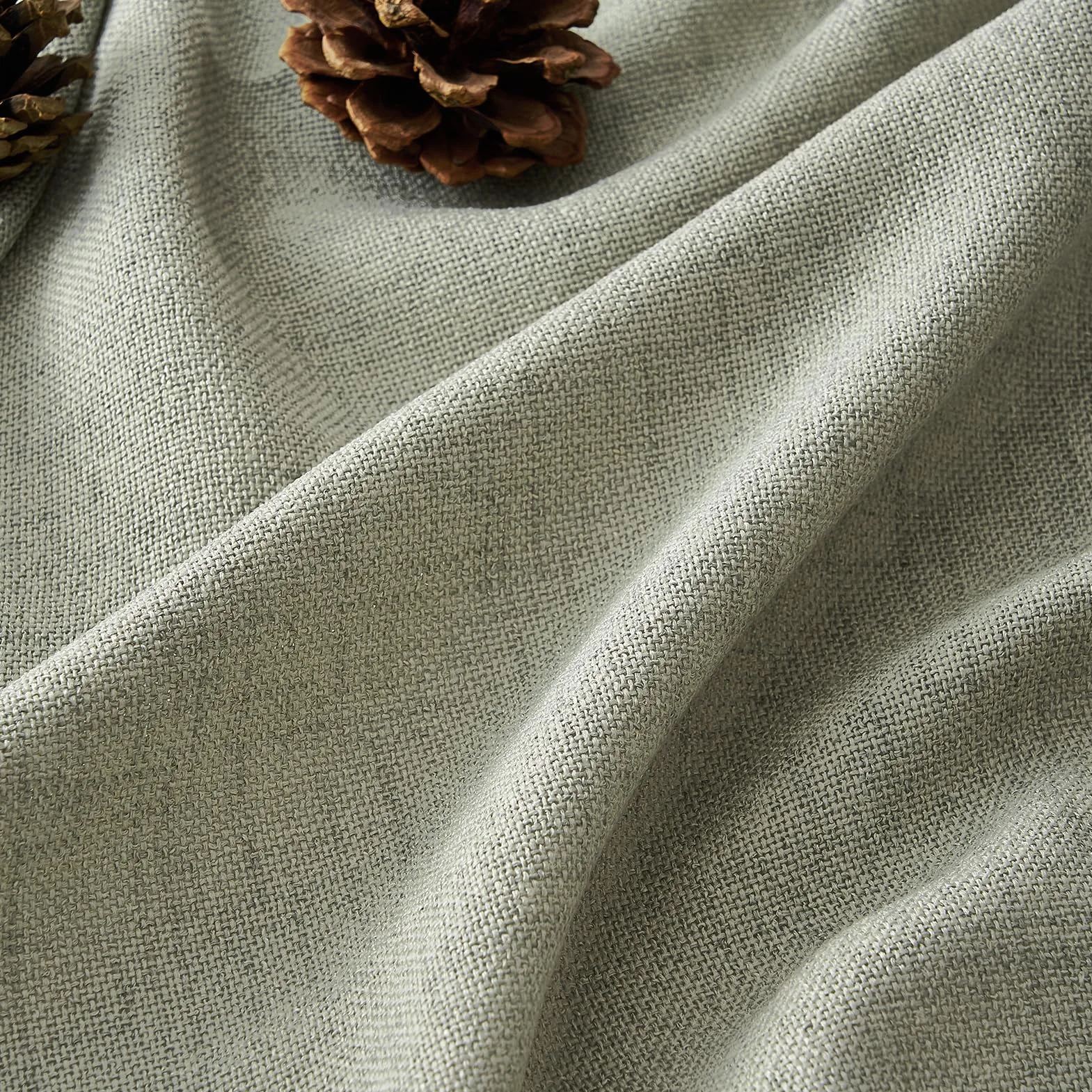 CUTEWIND Rideaux Voilage en Lin Vert Sauge Courts 140x145 CM, Rideau Voilage Fenetre Baie Vitrée Translucide à Oeillets, Rideau Voile Effet Lin pour Salon Chambre Cuisine, 2 Pièces