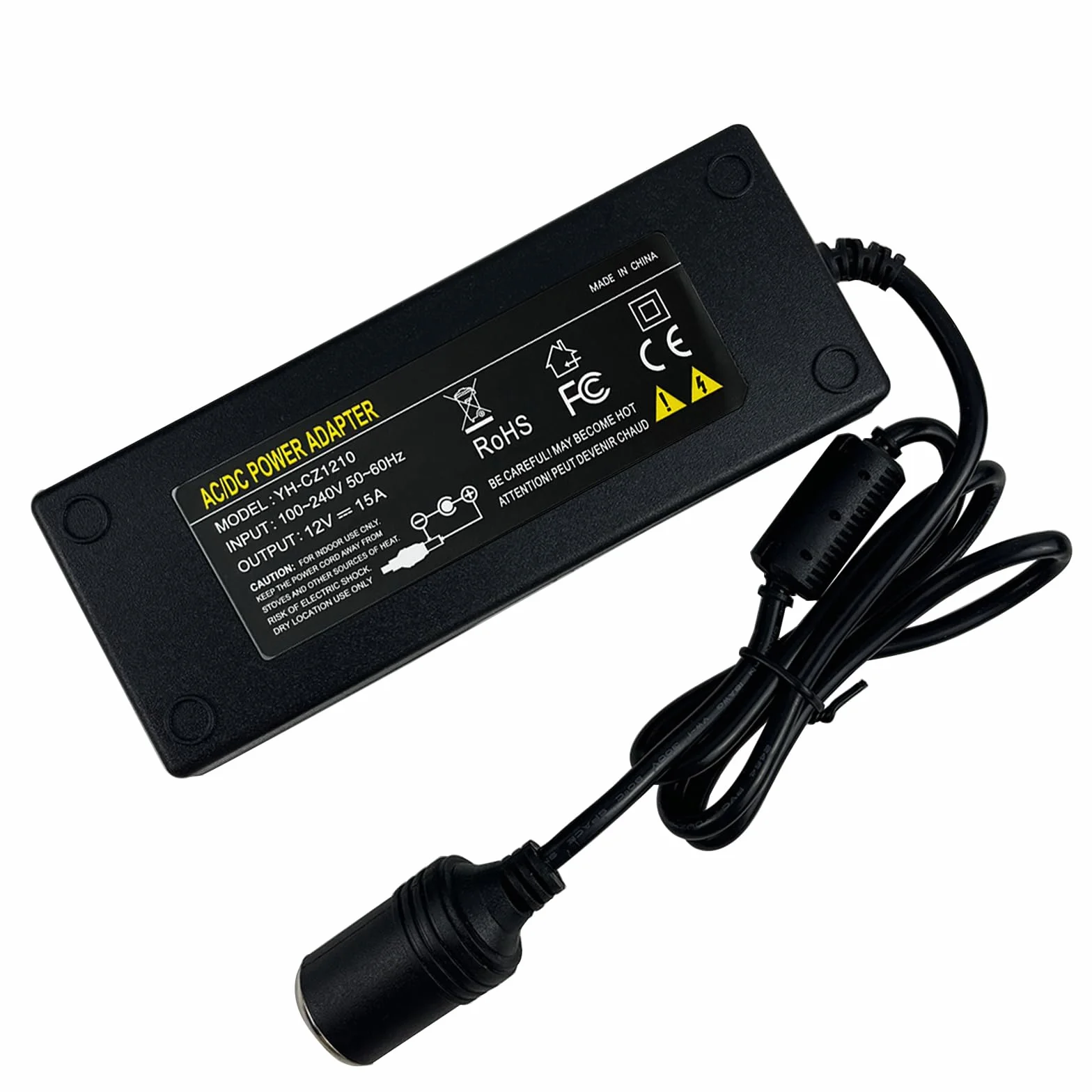 Przetwornica napięcia, 230 V, 12 V, 12 V, 15 A, 180 W, zasilacz AC-DC z zapalniczką samochodową