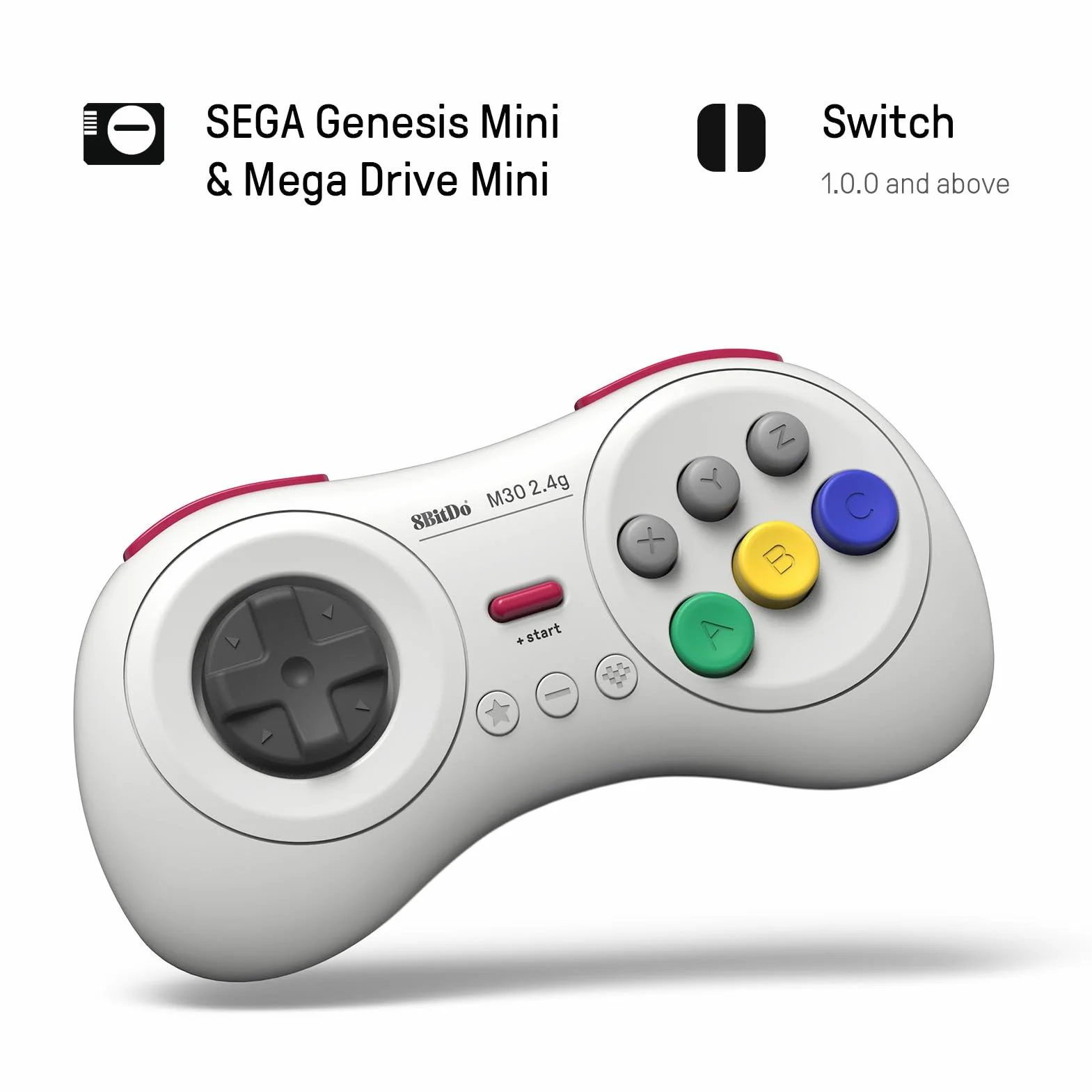 8BitDo M30 2.4G Manette sans fil 8 boutons Blanche/White Compatible Mega Drive Mini Nintendo Switch