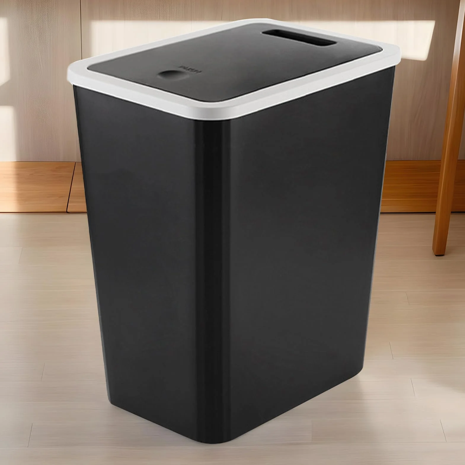 Poubelle de Cuisine 13 Litres avec Couvercle à Pression, Moderne Conteneur à Ordures et Recyclage