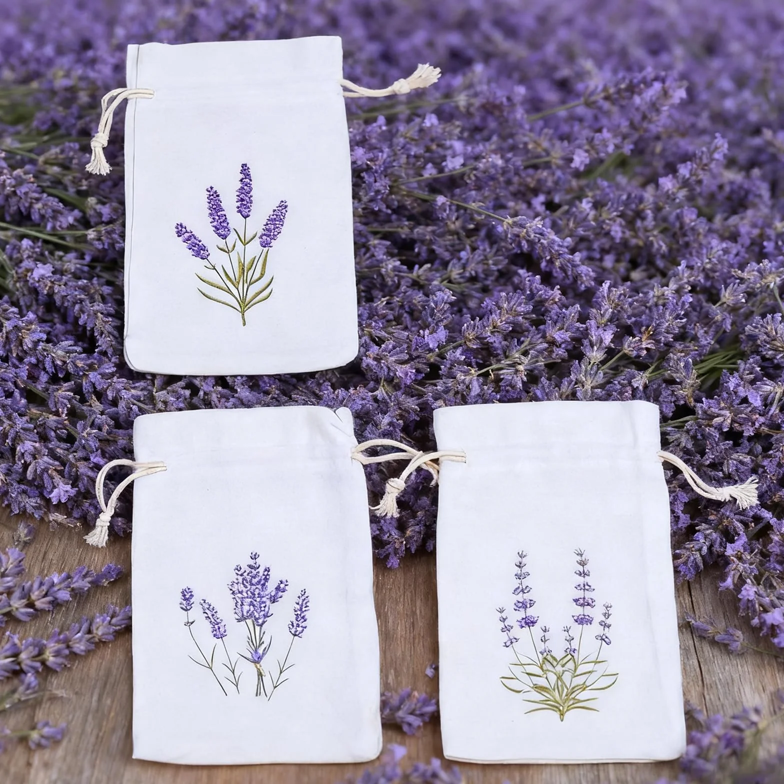 Sachet Lavande Vide avec Cordon de Serrage, Sac de Lavande Sechée pour Bijoux Mariage, Épices et Herbes