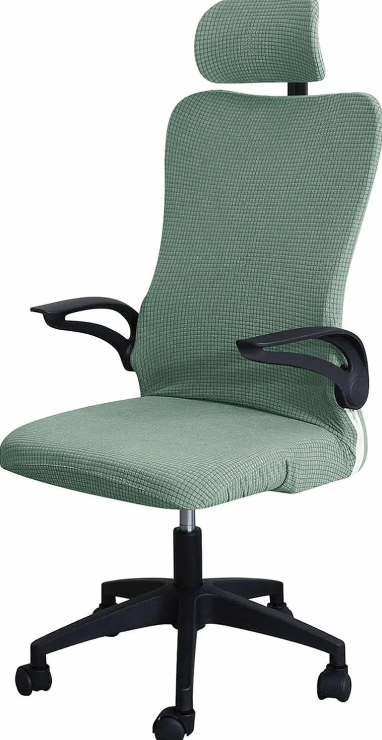 Housse De Chaise De Bureau Extensible avec Housse D'appui-tête, Lavable, Vert, Taille Unique