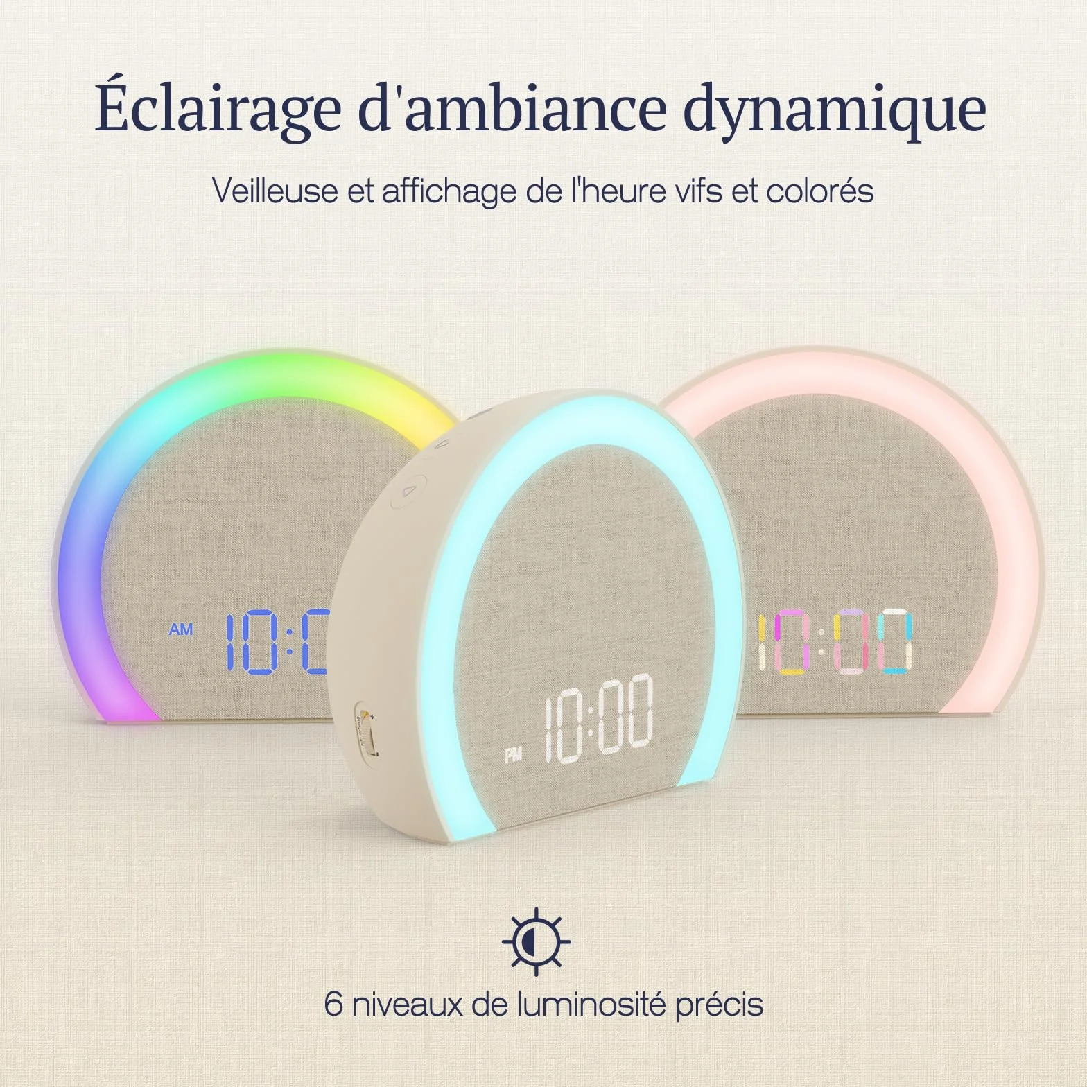 ANJANK Réveil lumineux avec Vibrations Puissantes Double Alarme 115 dB USB-C pour Sourds Enfants Adultes