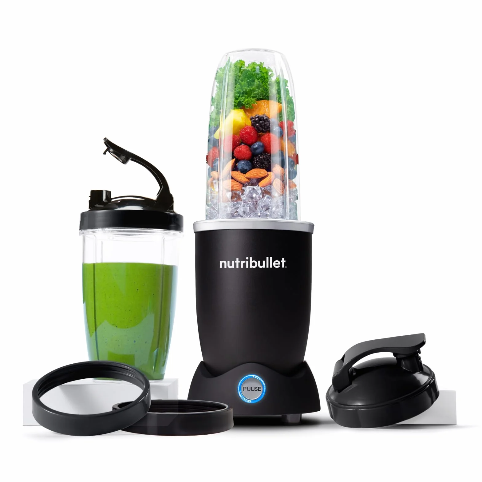 Nutribullet Pro 1200, Blender électrique, Broyeur, Smoothie Blender, Blender multifonctions, puissance 1200w, verres 700ml et 900ml, noir, NB120MB