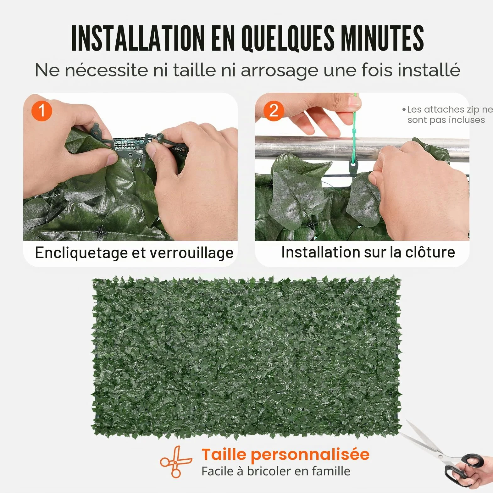 VEVOR Haie Artificielle 150x300 cm Brise-Vue Clôture Lierre Artificiel Intimité Support Tissu Maillé Joint Renforcé Déco Fausses Feuilles Jardin Extérieur