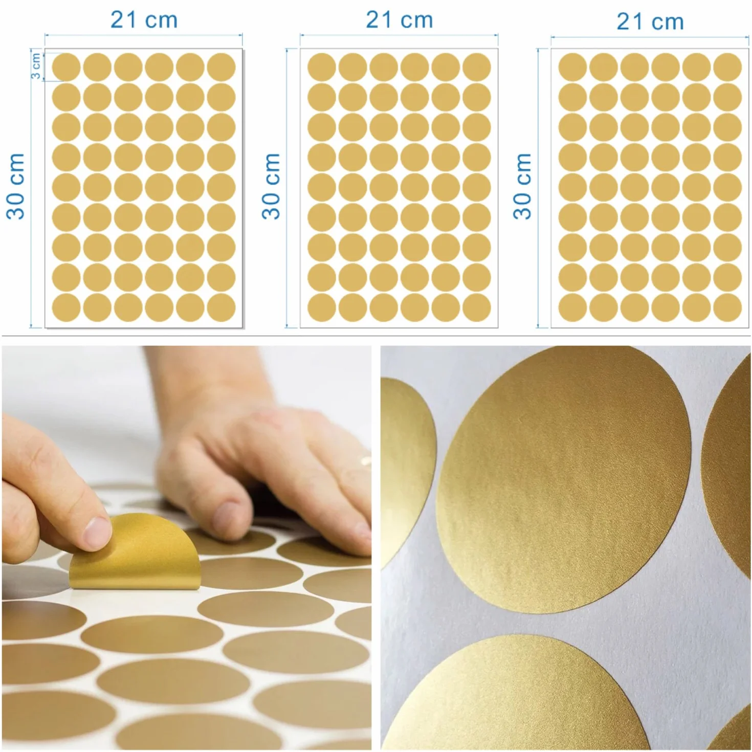 Autocollants Muraux Ronds Doré POIS - Stickers Déco Enfant Chambre Bébé Garçon Fille Crèche Meubles
