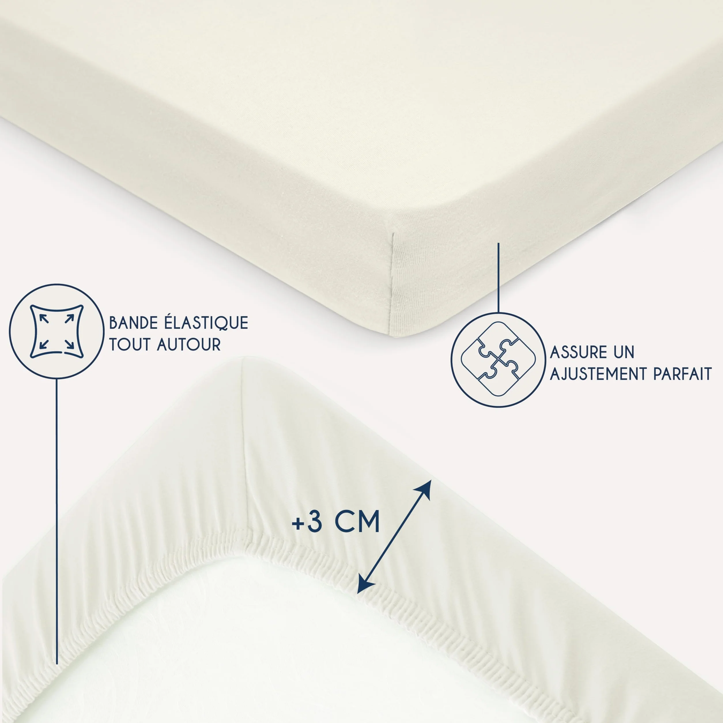 Dreamzie Drap Housse 140x190/200 Beige 100% Jersey Coton Certifié Oeko Tex