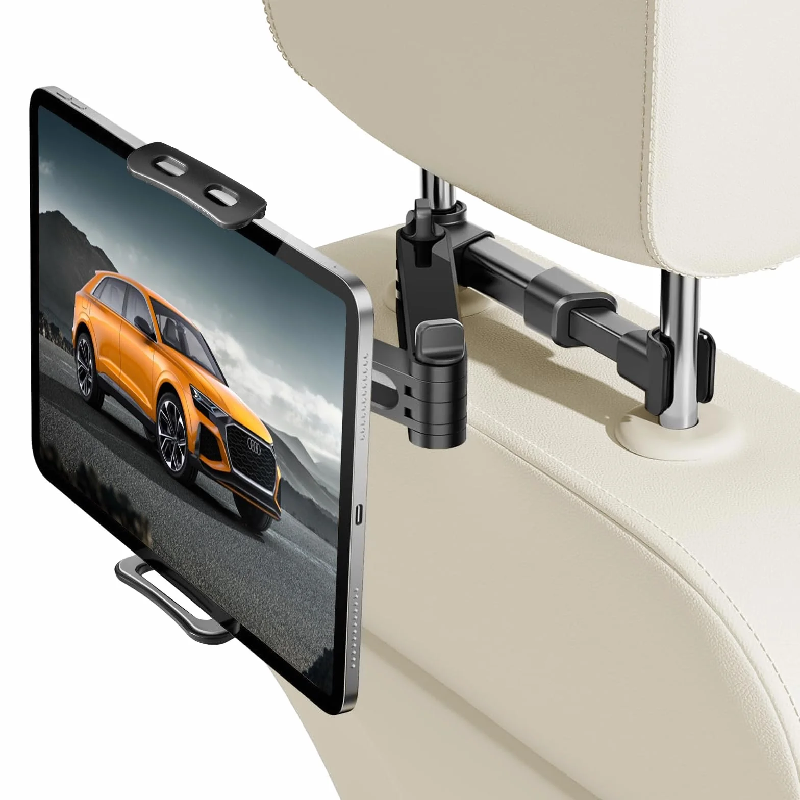 Uchwyt do Tableta na Zagłówek 360° Samochodowy, Teleskopowy dla iPad Switch Kindle 4.7-13 cali