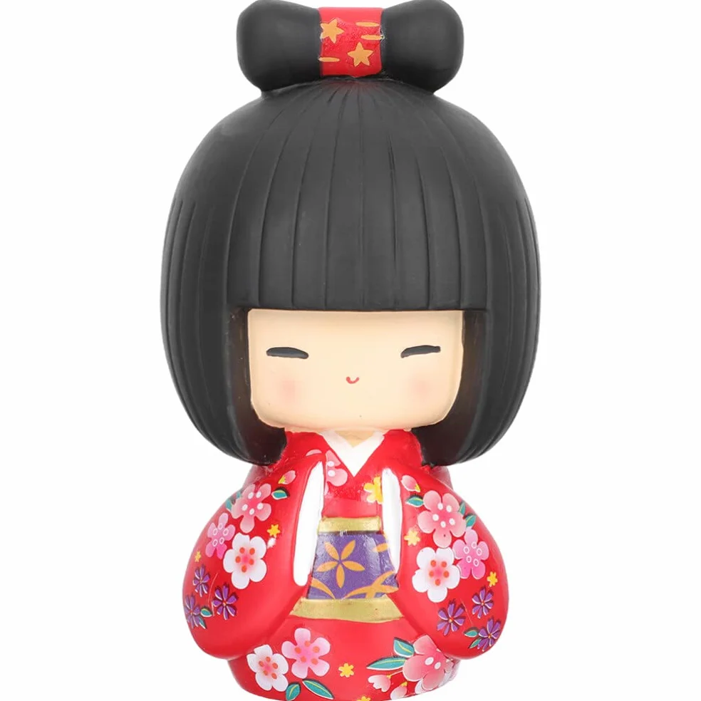Veemoon Statue Japonaise Kokeshi Kimono Poupée DéCoration Table Résine Cadeau Artisanale