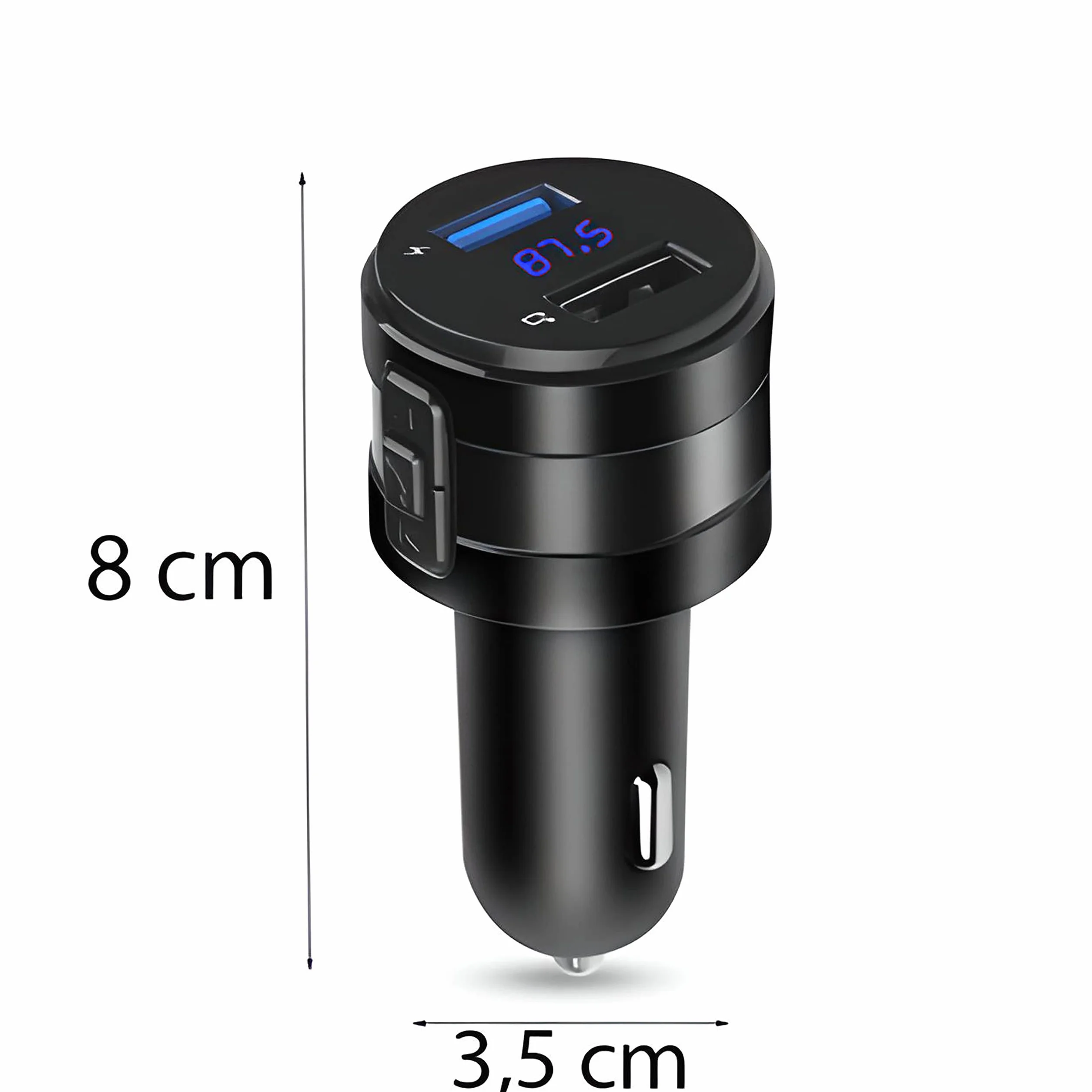 Retoo Adapter Bluetooth, Nadajnik FM Samochodowy, Bezprzewodowy QC 3.0, Szybka Ładowarka, Adapter do Radia FM z Wyświetlaczem i Zestawem Głośnomówiącym