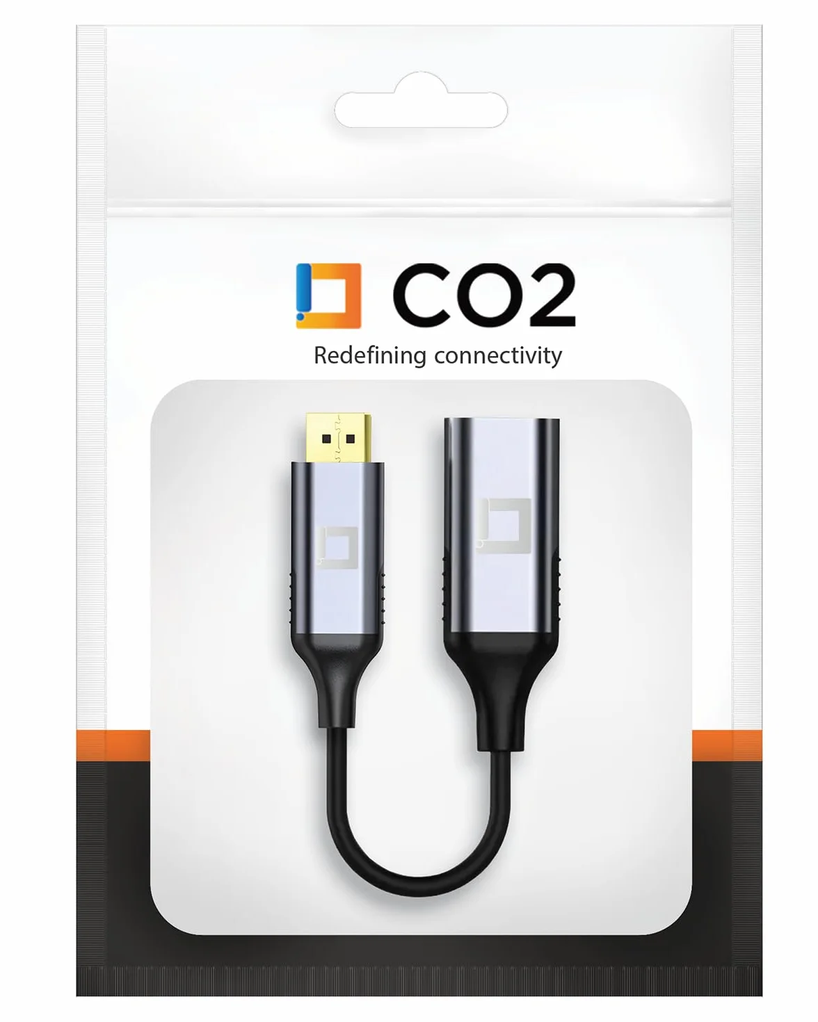 CO2 Adapter DisplayPort DP do HDMI 2.0 4K/60Hz, 2K/240Hz, Full HD, Dynamic HDR DSC 3D HDCP 2.2 FEC, Plug & Play, 18 Gb/s, Kabel jednokierunkowy, Aluminium Space Gray (4K)