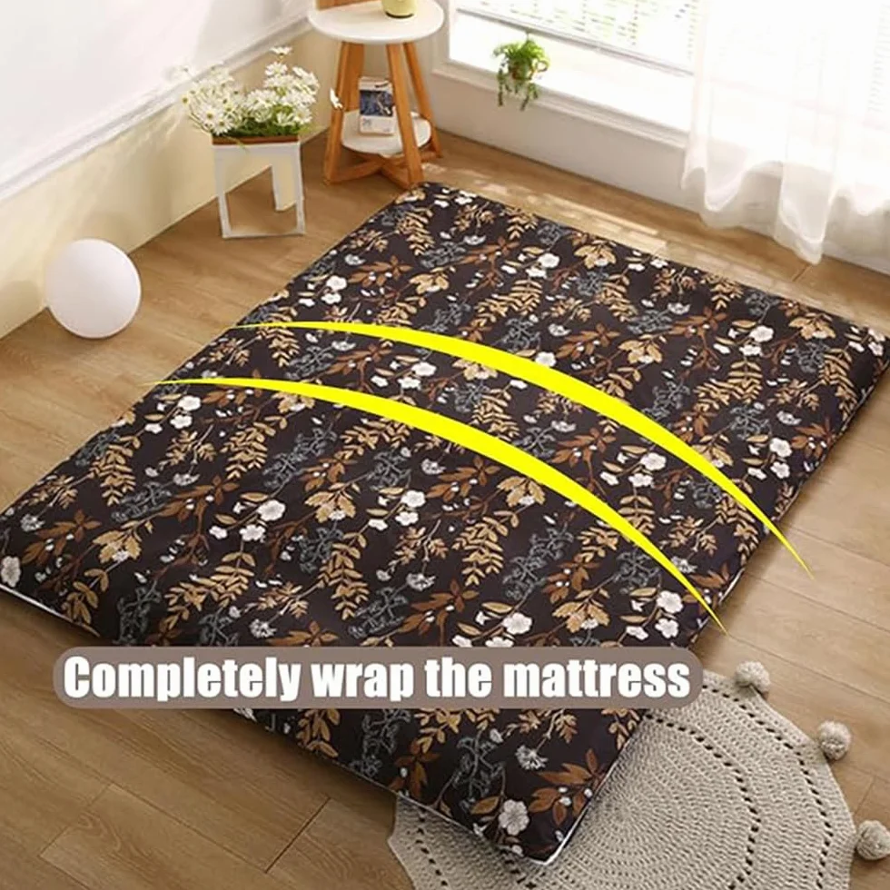Housse De Matelas Futon Anti-Poussière 90x200cm Queen/King Size Avec Fermeture À Glissière Couvre Lit Japonais