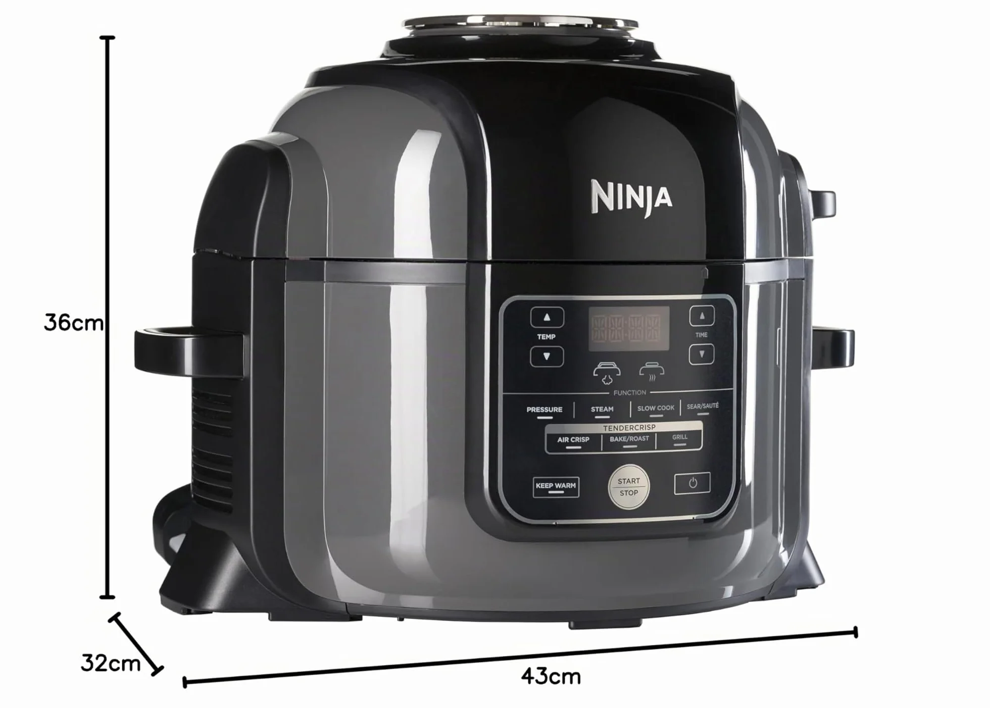 Ninja Multicuiseur Foodi, Air Fryer, 7-en-1, 6L, 7 fonctions de cuisson, Autocuiseur Multifonction, Cuisson sous pression, Friture à l'air, Cuisson lente, Gril et plus, Acier brossé et Noir, OP300EU