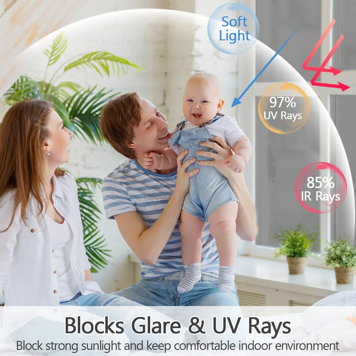 Film Fenetre Anti Regard Anti Chaleur Bon Effet Miroir 44.5×120cm 2 Pièces Anti UV Protection de la Vie Privée