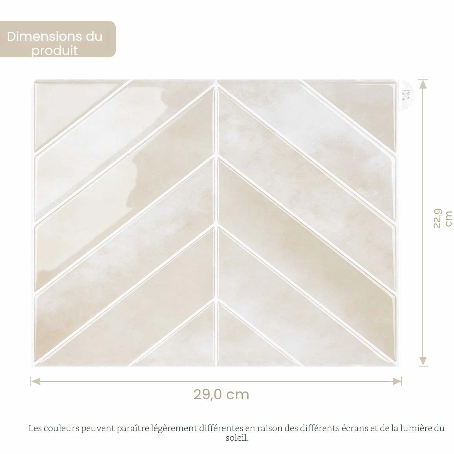 Alwayspon Lot de 10 feuilles 29x23 cm Beige Herringbone 3D Vinyle Autocollant effet carrelage à coller au mur, dosserets auto-adhésifs imperméables pour cuisine et salle de bain