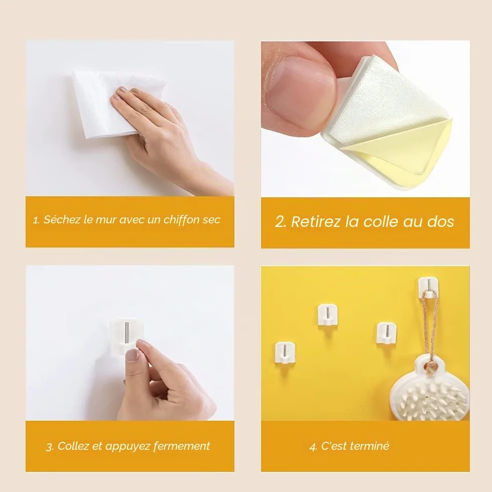 Crochets Autocollants 10 Pièces, Supports pour Tringles sans Percage pour Barres de Rideaux