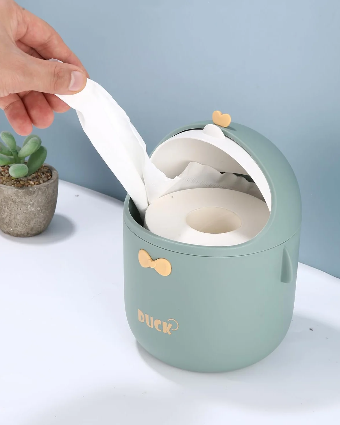 Huifoo Mini poubelle de table couvercle corbeille à papier Kawaii boîte de rangement bureau