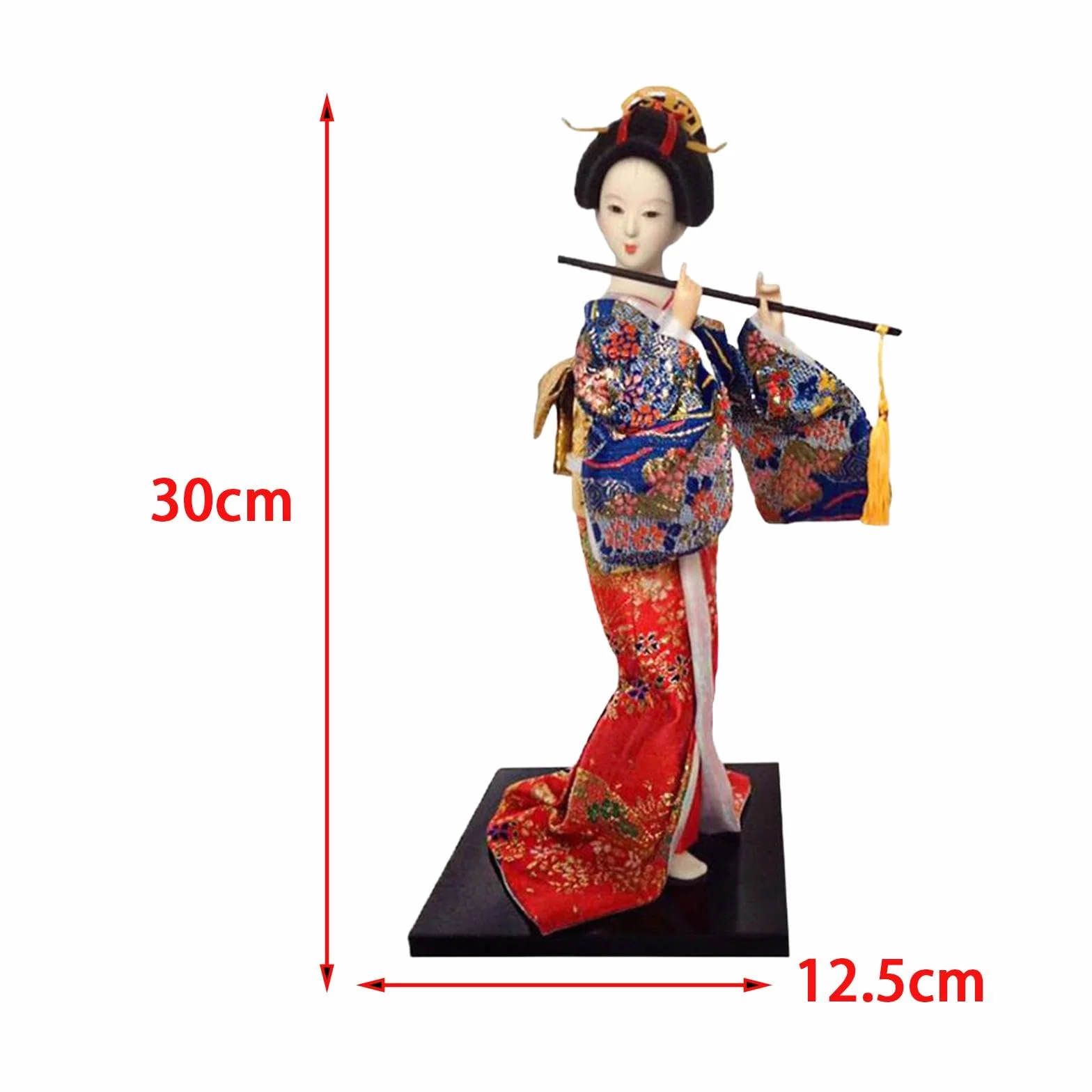 MagiDeal Geisha japonaise 12 pouces figurine miniature statue dame bleu rouge