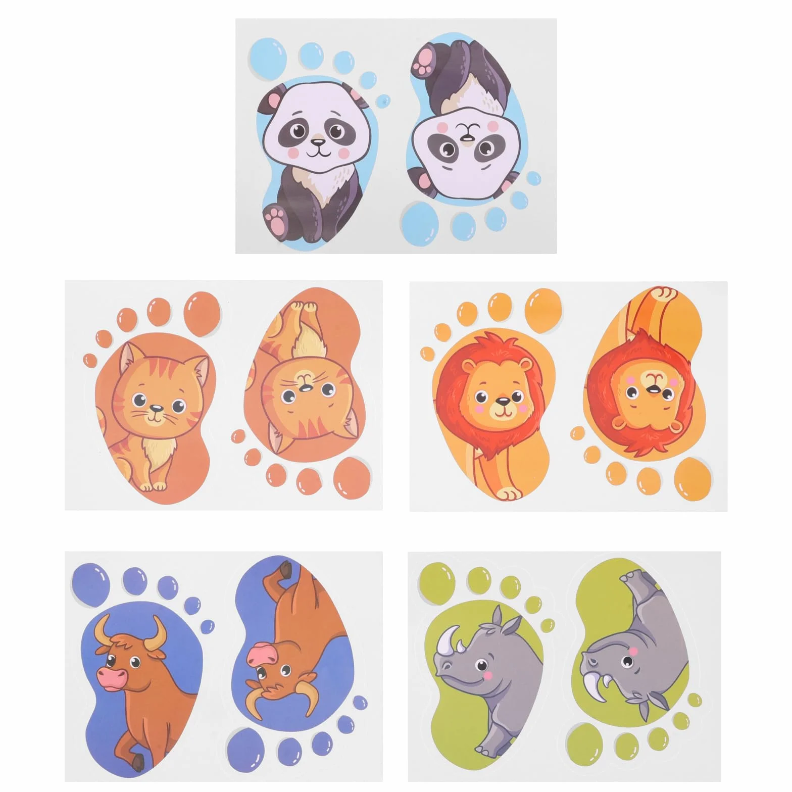 PRETYZOOM Lot De 6 Autocollants De Sol Imperméables Empreintes Pied Enfant Motifs Animaux Jungle 5.31x3.94 Pouces