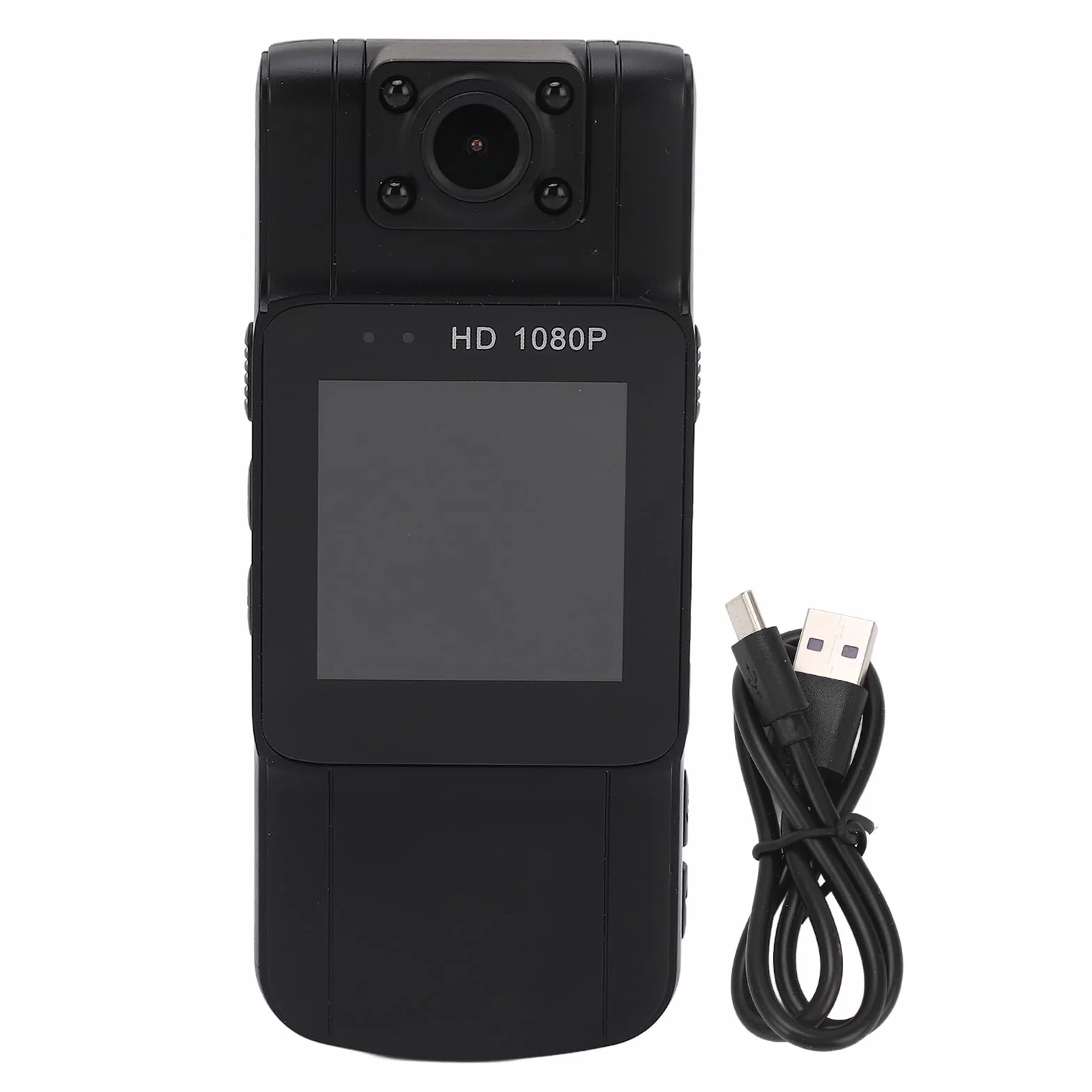 Rejestrator Wideo z kamerą na Ciele, Obrotowa Mini Kamera z kamerą 128 GB z Noktowizorem, Poręczna Kamera Policyjna do Uprawiania Sportu, Organów ścigania, Ochroniarza