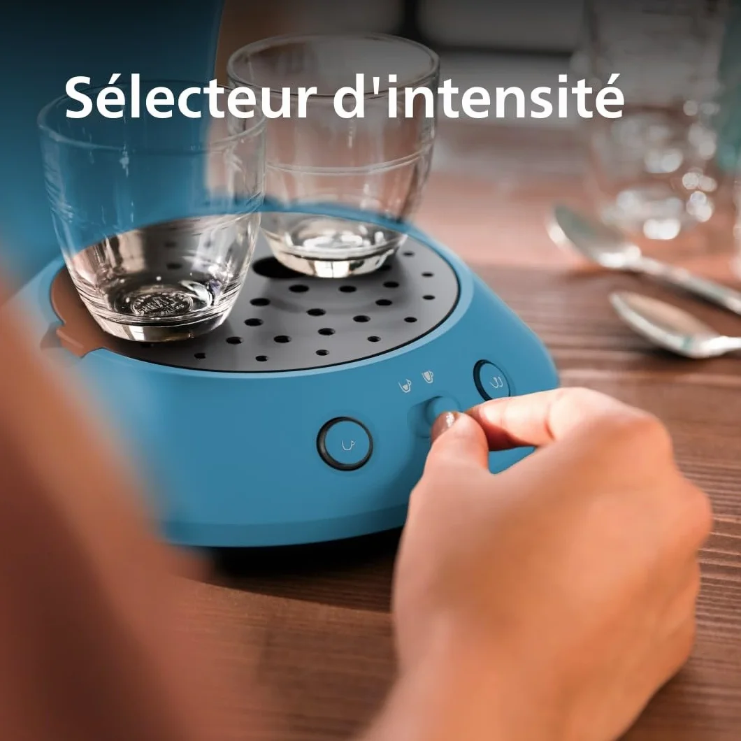 Philips Senseo Original Plus Machine à café à dosettes, Sélection intensité café, Technologie Coffee Boost, 2 tasses, Plastique recyclé, Bleu Paon