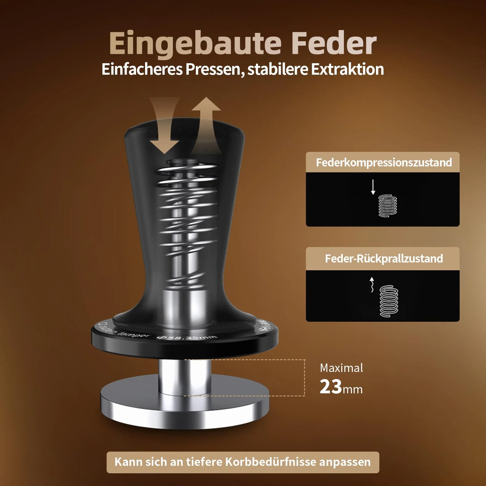 MHW-3BOMBER CD Series Tamper 58mm – Presse à café à Pression constante 30 lbs, Extraction homogène, Accessoire Barista pour Machines à portefiltre, idéal pour Amateurs de café et Professionnels