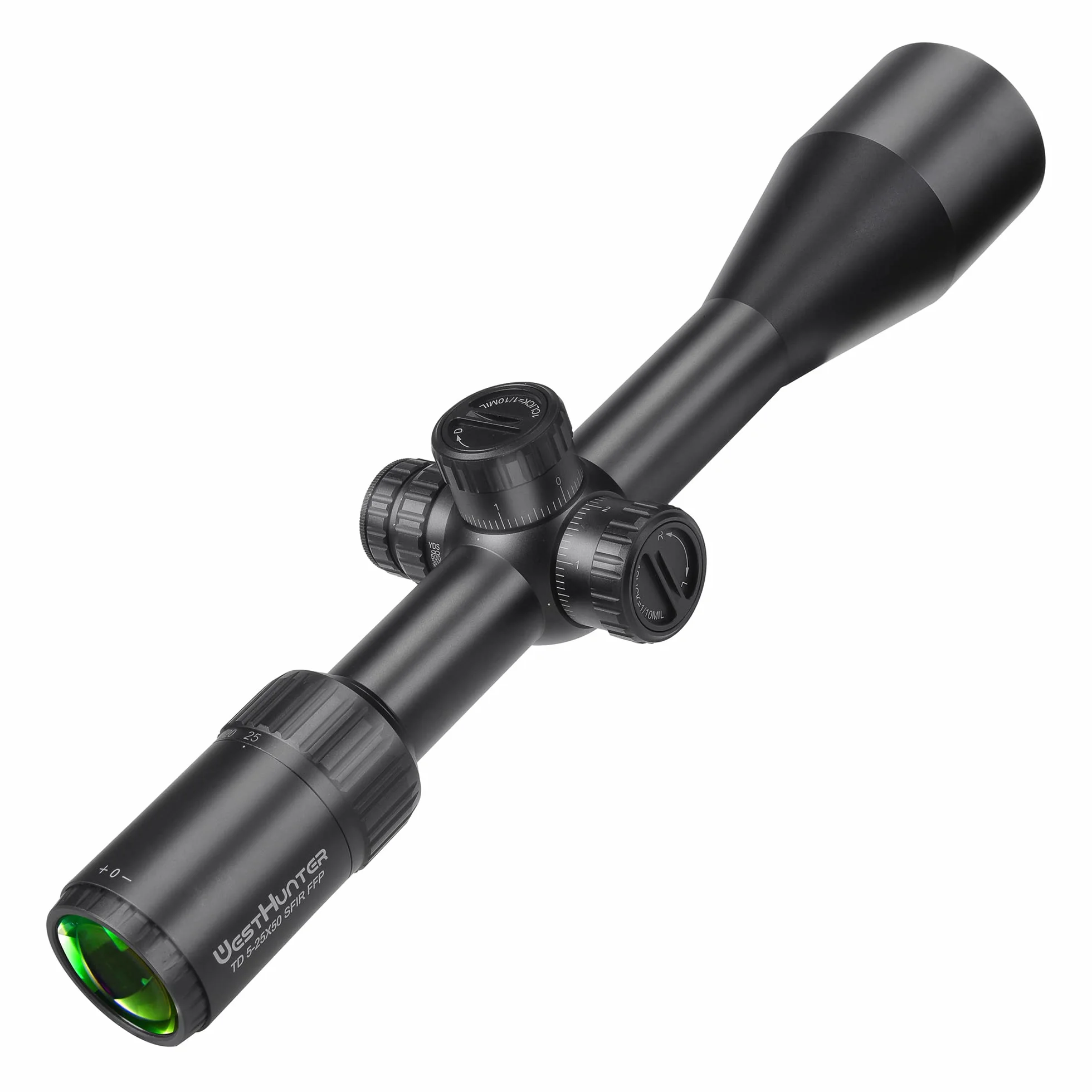 WestHunter Optics TD 5-25 x 50 SFIR FFP long-range, precyzyjna luneta celowa, czerwone oświetlenie, pierwsza płaszczyzna obrazu, rura środkowa 30 mm, taktyczna optyka 1/10 MIL do strzelania na