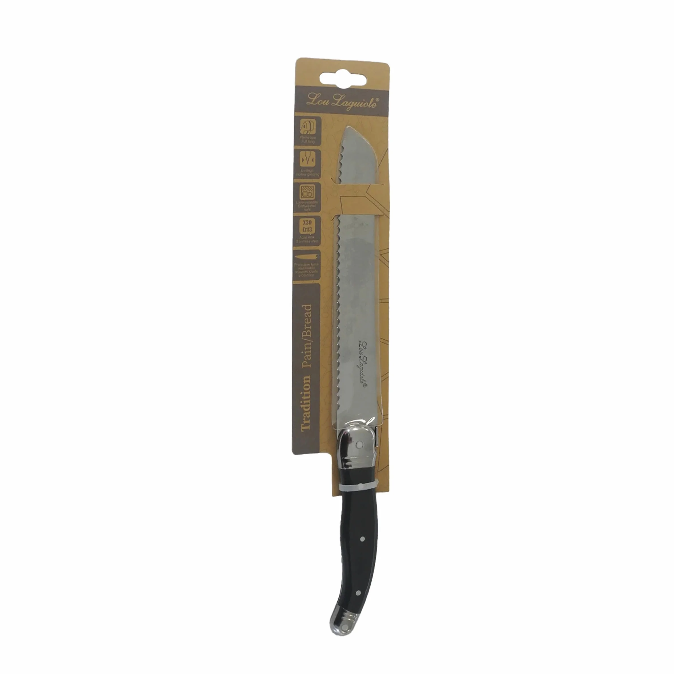 Couteau à pain Lou Laguiole Tradition XL Acier inoxydable 13 C Lame 18 cm Gris