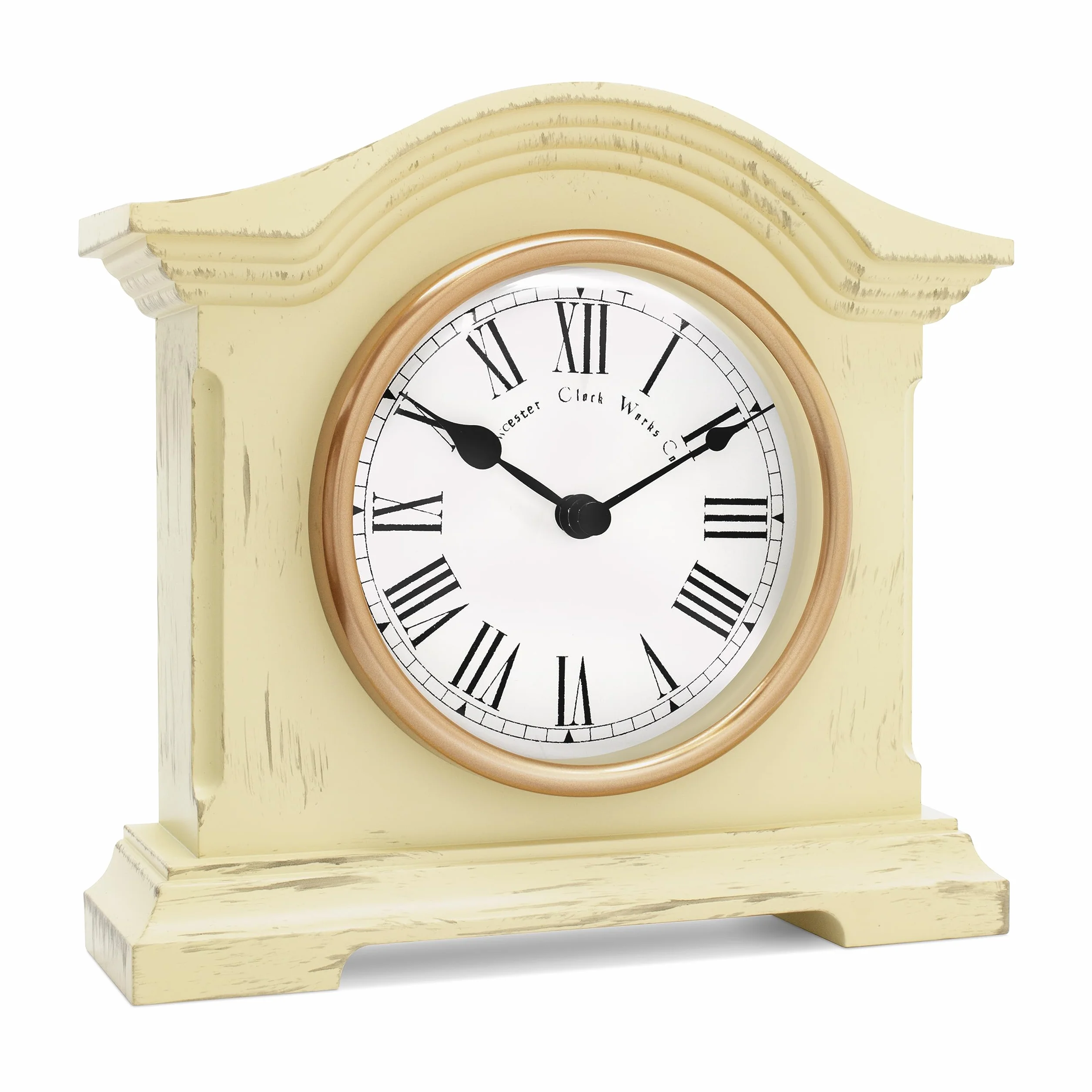 Horloge de cheminée en bois crème vieillie