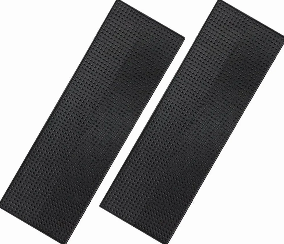 Tapis de Bar Noir 60 x 20 cm 2 Paquets Tapis de Service de Bar à café