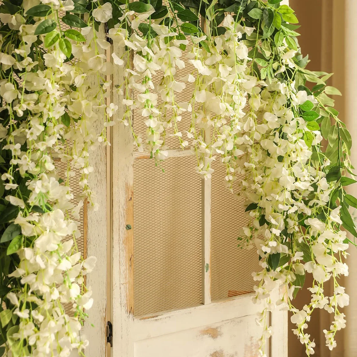 Veryhome Guirlande de Glycines Artificielles 2,3 m Lot de 2 - Fleurs en Soie pour Décoration Mariage Maison Jardin