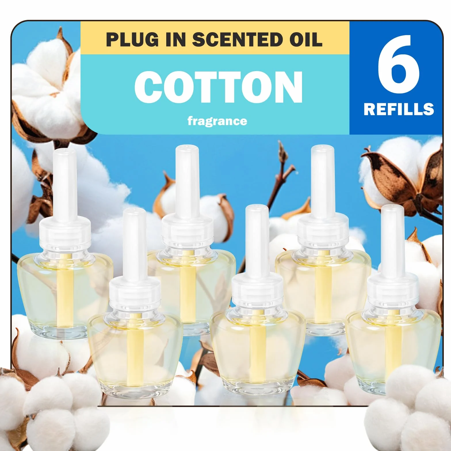 SCENTORINI Recharge pour Diffuseur d'Ambiance Parfum Pur Coton 19ML x6 Air Wick Glade