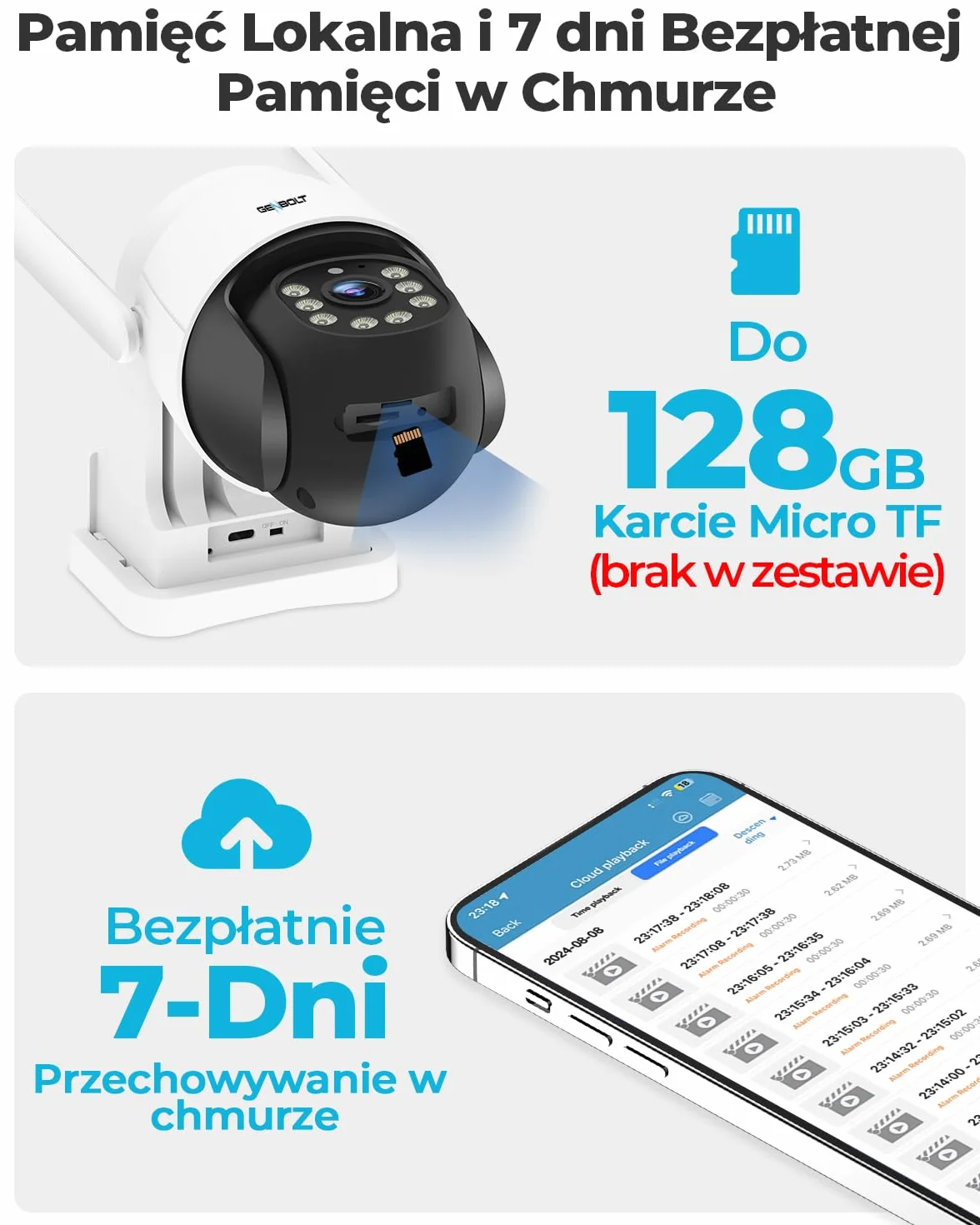GENBOLT 4G AOV Kamera Zewnętrzna Solarna(Bez WiFi),Nagrywanie 7/24 3MP IP Zewnętrzna Kamera Monitoringu CCTV z Kartą SIM, Odległość Wykrywania AI 90 Stóp,Akumulator 8W 10400mAh,Funkcja Noktowizyjna