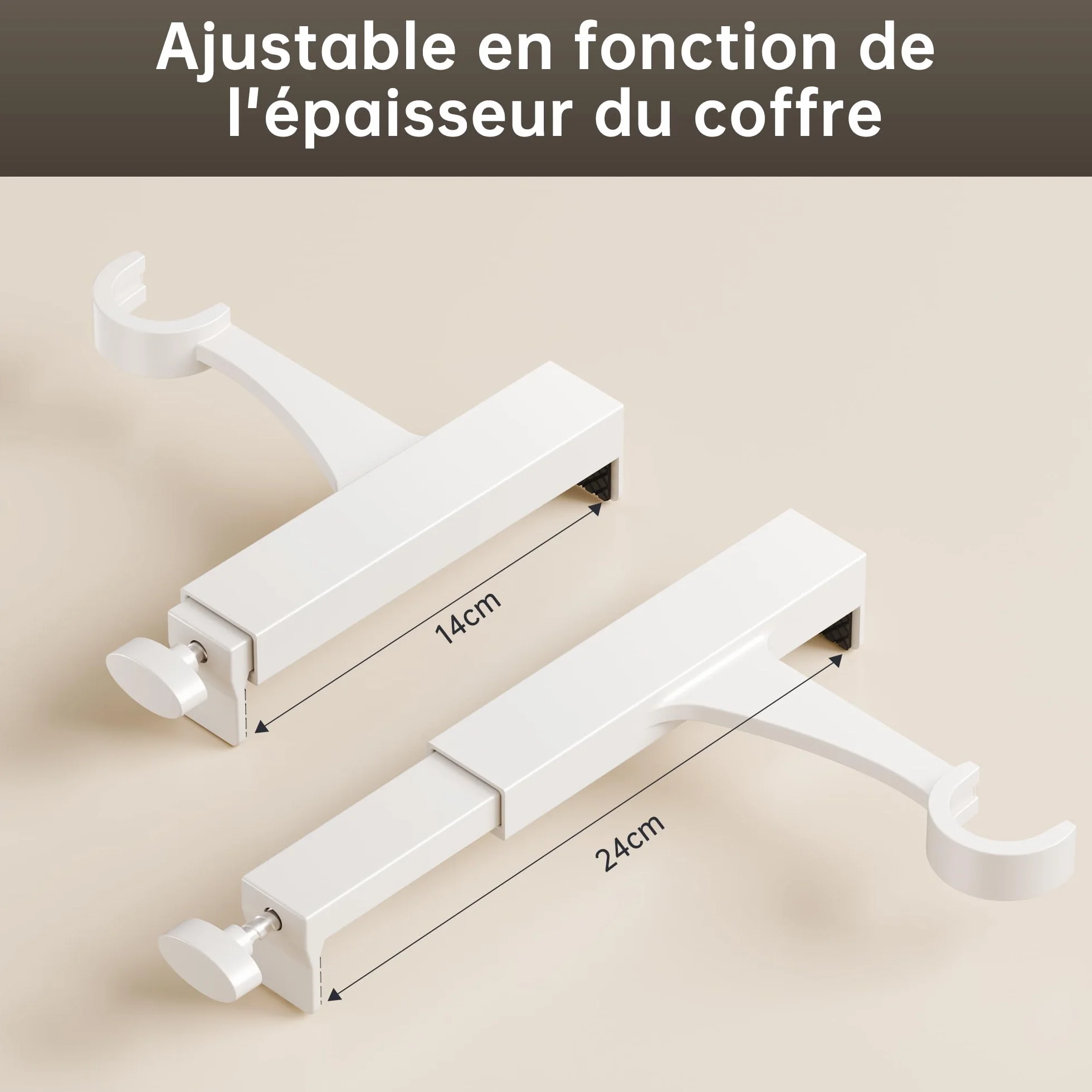 Supports de Tringles à Rideaux réglables 14.5-24 cm pour Ø19-28mm, 2 Pièces