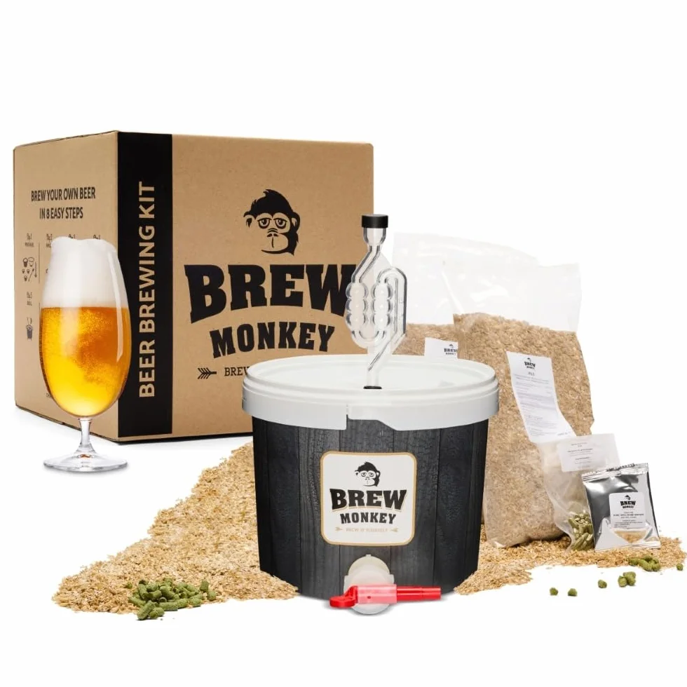 Brew Monkey® Kit de Brassage Bière Blonde | Kit Base de 5L | 6,4% ALC. | Kit Fabrication Bière | Idée Cadeau Homme | Kit Bière | Coffret Cadeau Homme | Fête des Pères