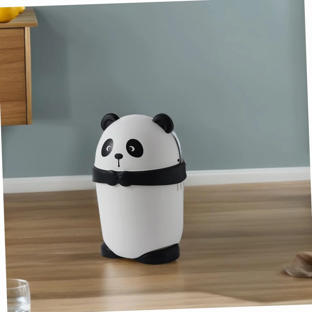 Garneck Poubelle Panda Mignonne Corbeille à Déchets avec Couvercle Rabattable en Plastique PP Cuisine Salon