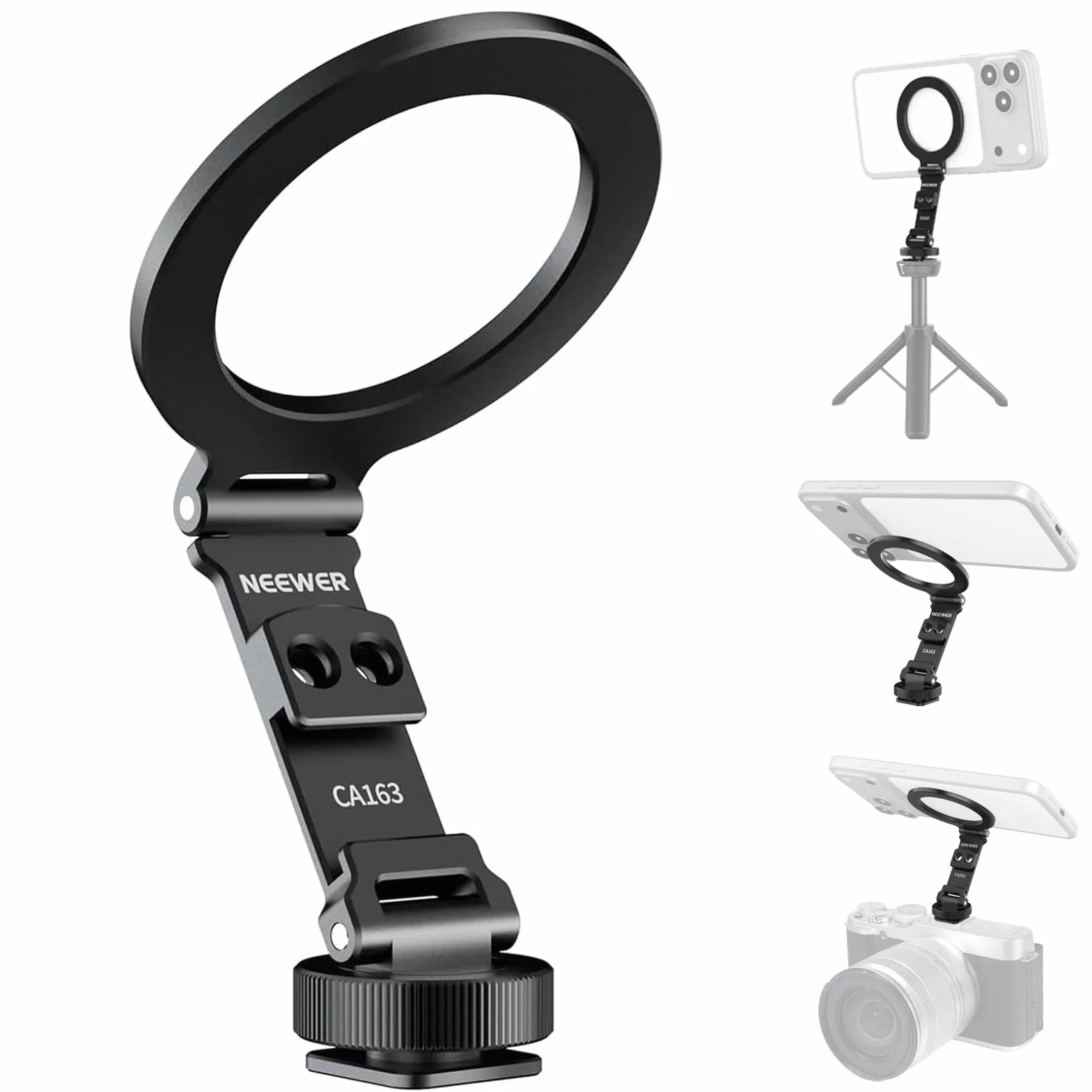 NEEWER Magnetyczny statyw do montażu na telefonie adapter zimnej stopki, aluminiowy, kompaktowy, lekki, przenośny uchwyt na telefon, mocowanie do aparatu, kompatybilny z MagSafe iPhone Samsung Android